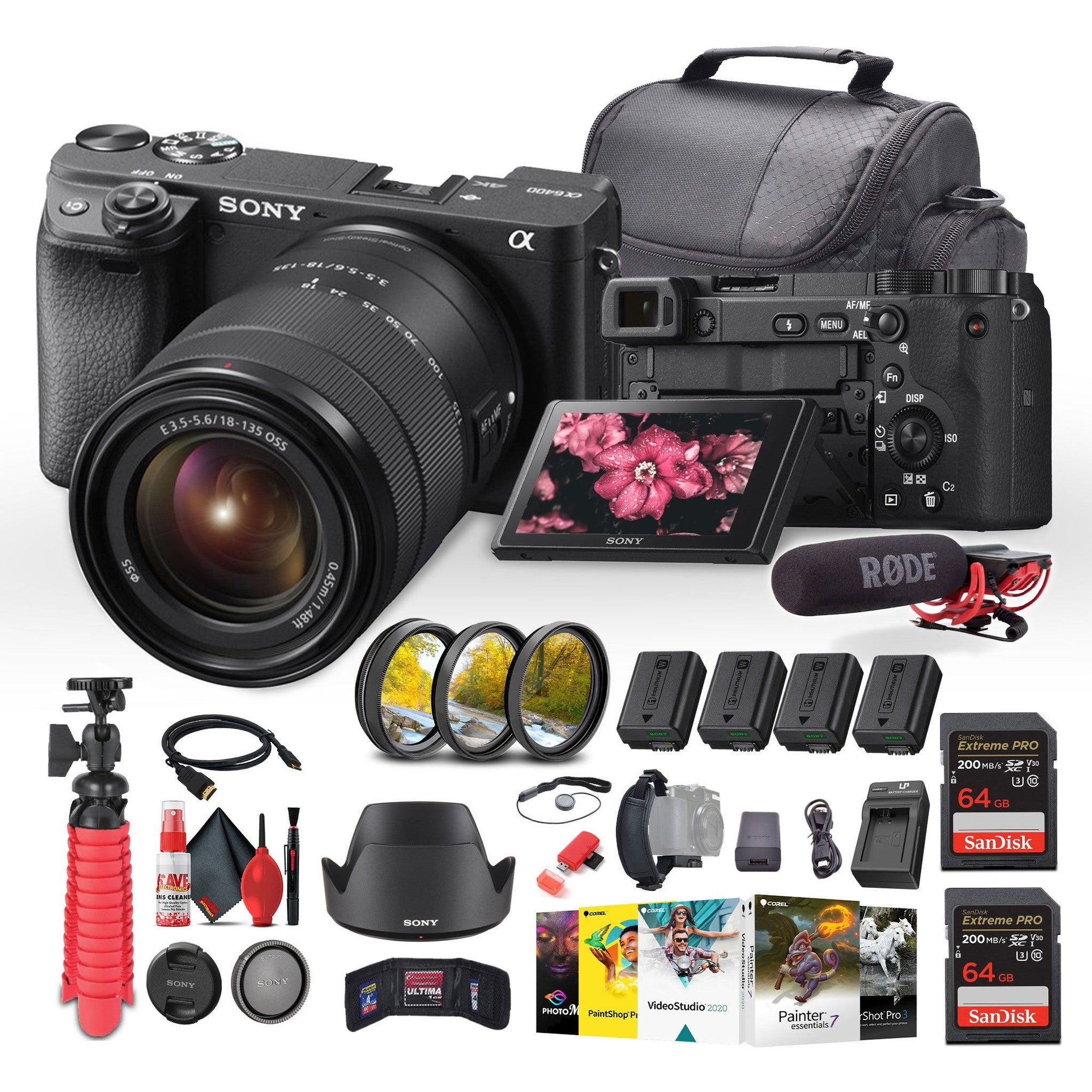 Sony a6400 Mirrorless Camera with 18-135mm Lens with Real-Time Eye Auto Focus - Bundle - Reconditioned Sony