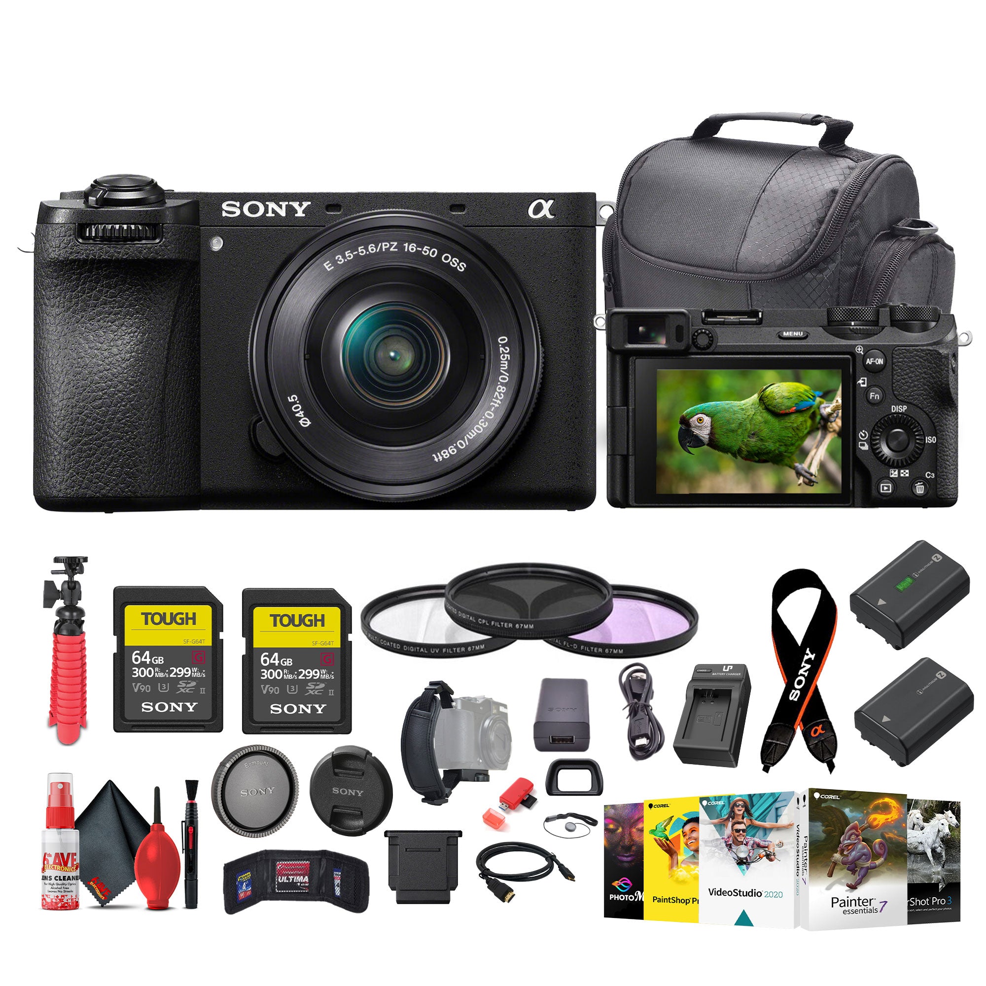 Sony a6700 Mirrorless Vlogger Camera With 16-50mm Lens + 2 x 64GB Cards + More - Bundle