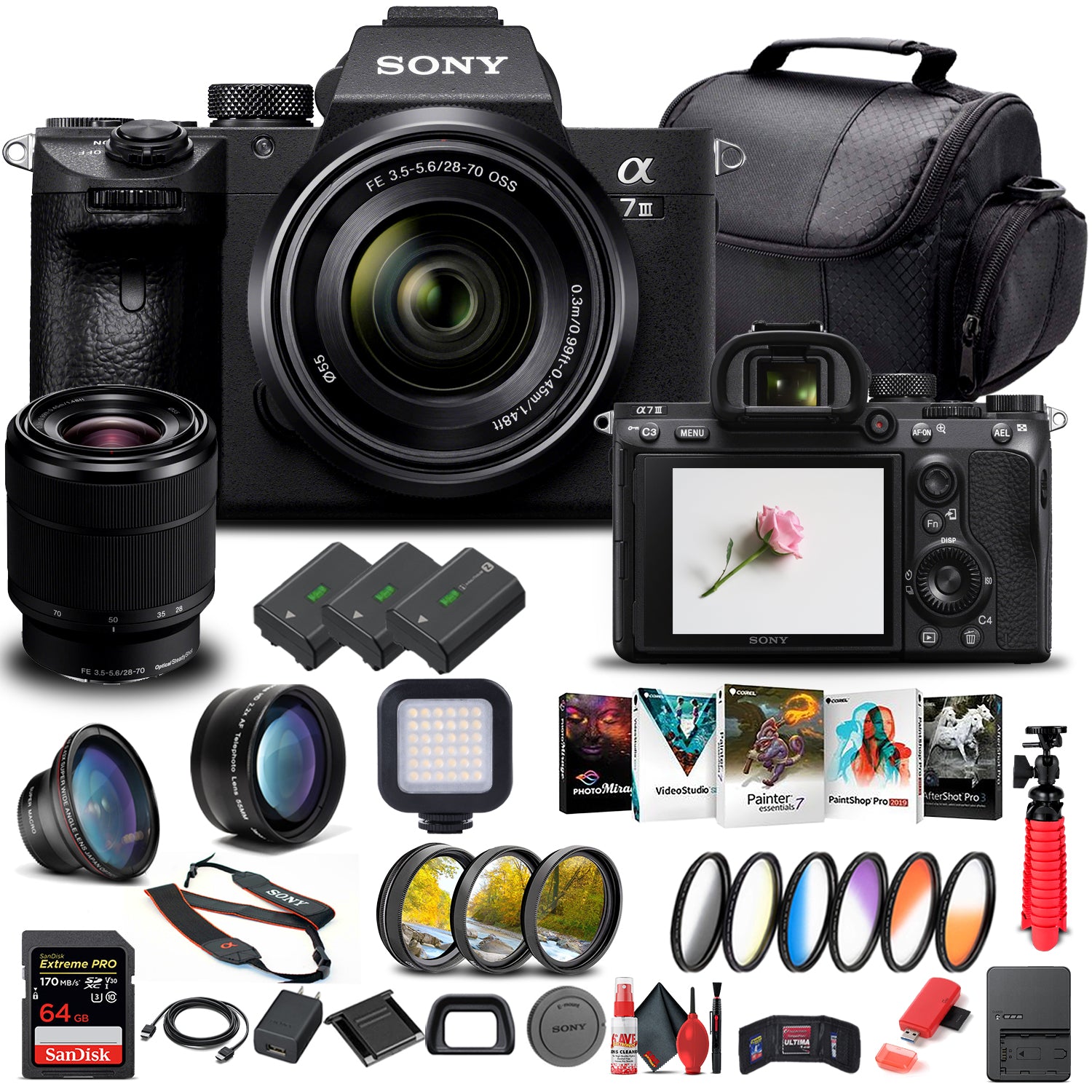 Sony Alpha a7 III Mirrorless Camera W/ 28-70mm Lens ILCE7M3K/B - Starter Bundle