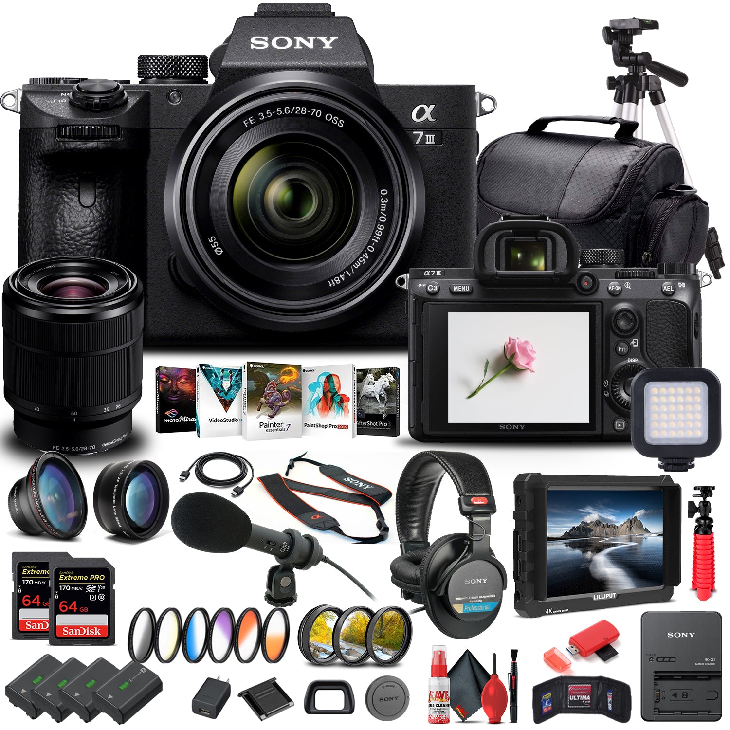Sony Alpha a7 III Mirrorless Camera W/ 28-70mm Lens ILCE7M3K/B - Pro Bundle