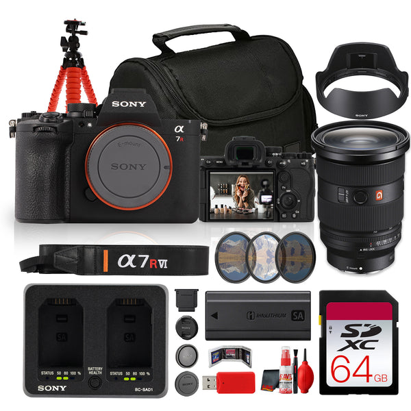 Sony Alpha a7R VI Mirrorless Camera (ILCE-7RM6/B) Premium Full Frame Camera Travel Lens Bundle
