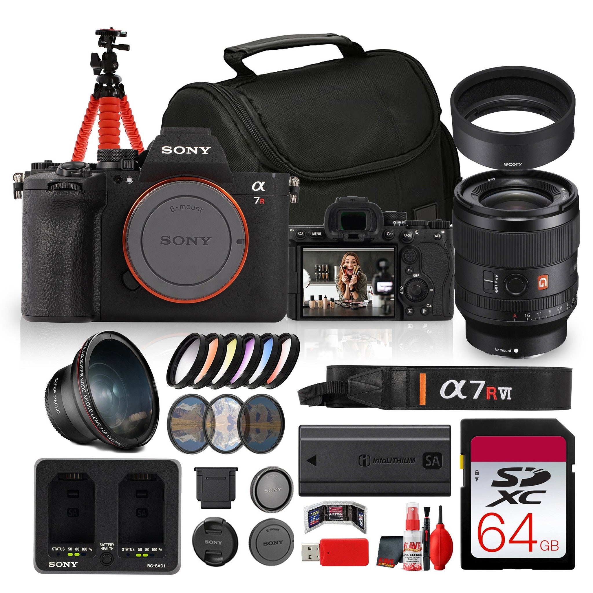 Sony Alpha a7R VI Mirrorless Camera ILCE-7RM6/B Premium Full Frame Camera Advanced Bundle