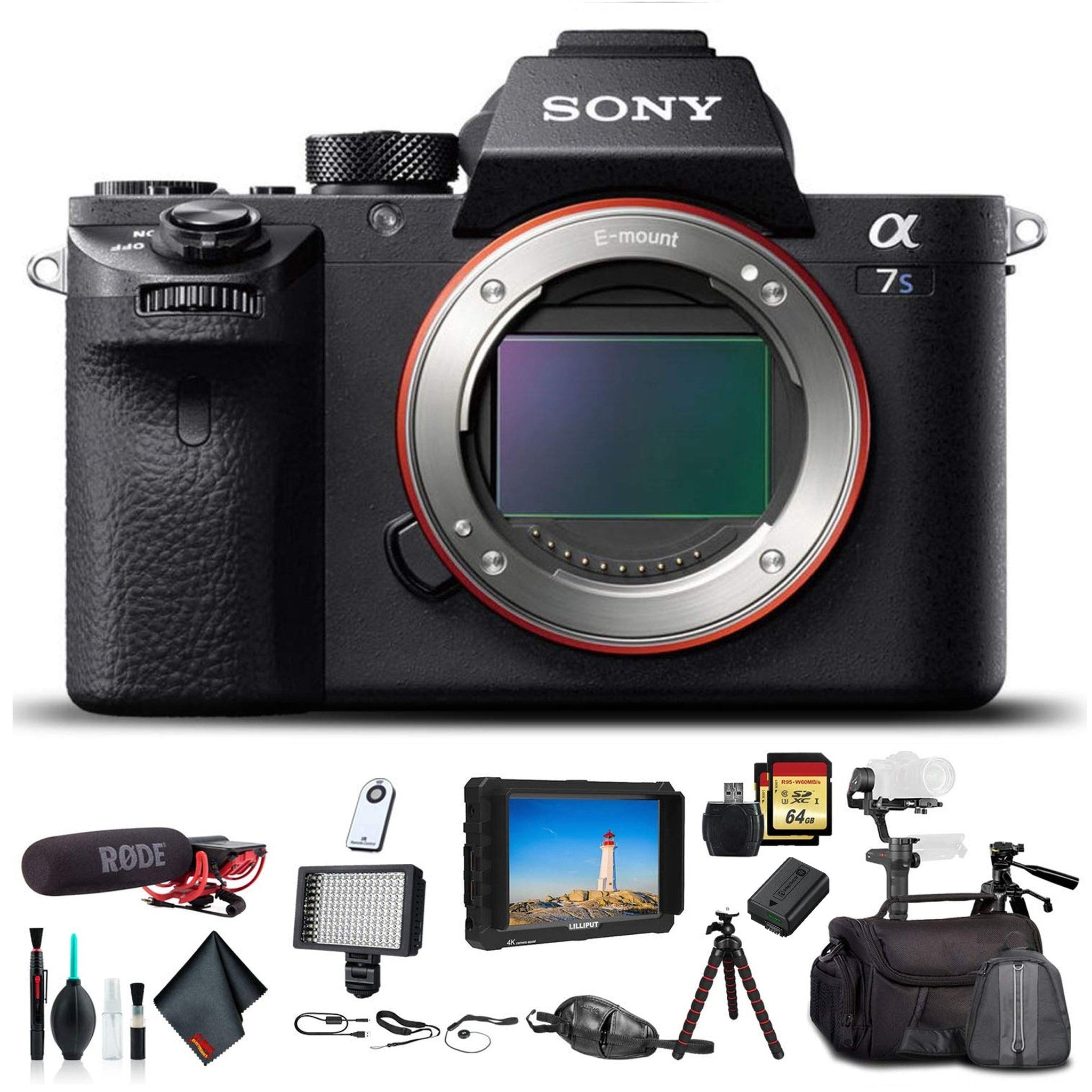 Sony Alpha a7S II Mirrorless Camera ILCE7SM2/B With Soft Bag, Zhiyun-Tech WEEBILL Stabilizer, 2x Extra Batteries, Rode Mic, Light, 2x 64GB Memory Cards, External Monitor , Plus Essential Accessories