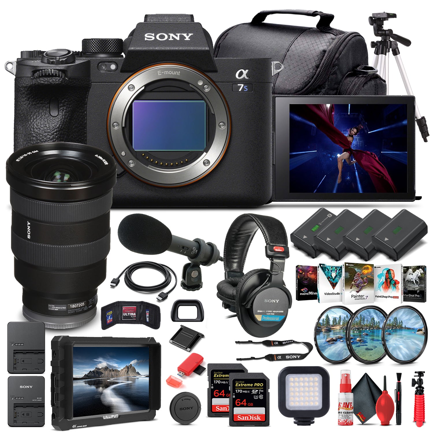 Sony Alpha a7S III Mirrorless Camera W/ Sony FE 16-35mm Lens - Pro Bundle