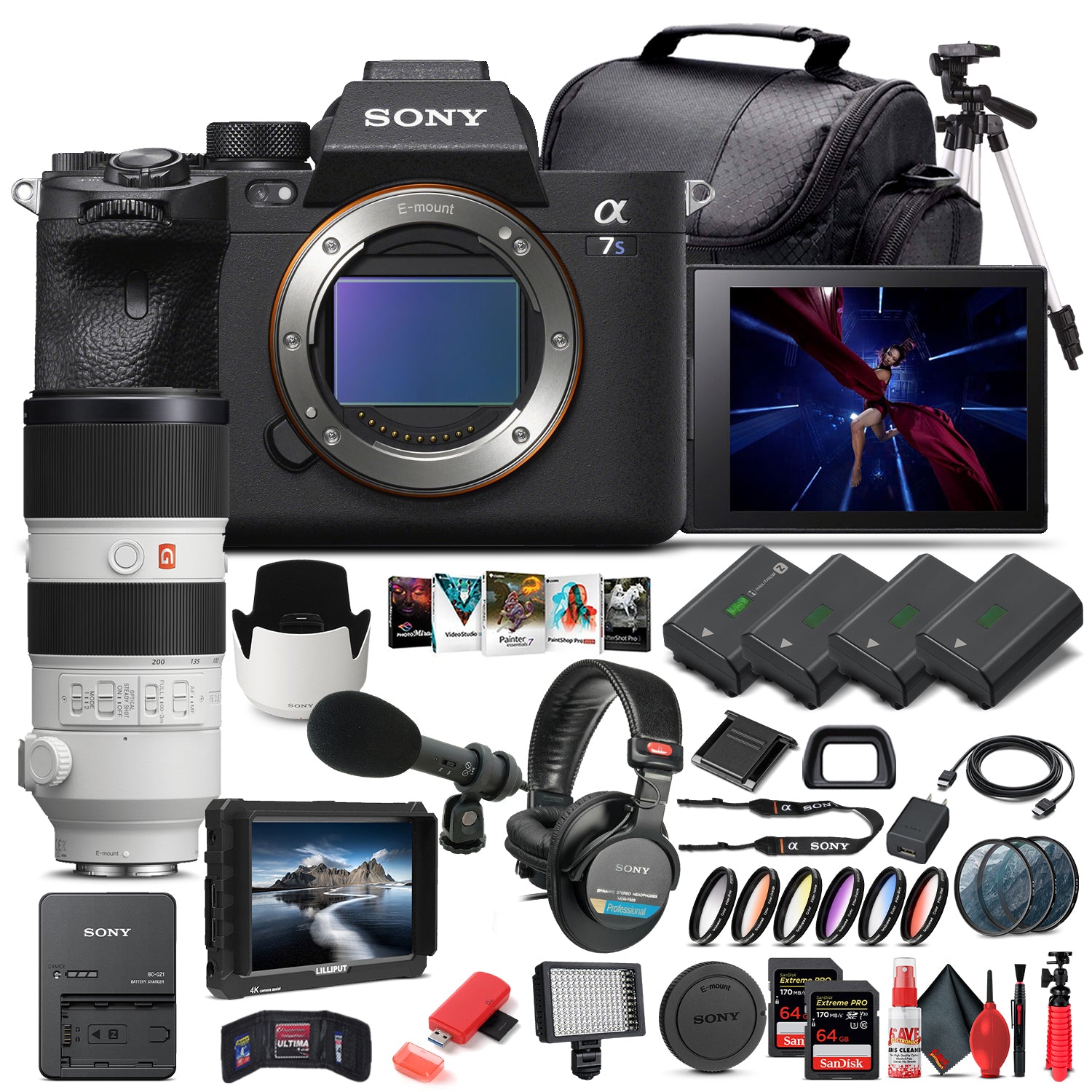 Sony Alpha a7S III Mirrorless Camera W/ Sony FE 70-200mm Lens - Pro Bundle