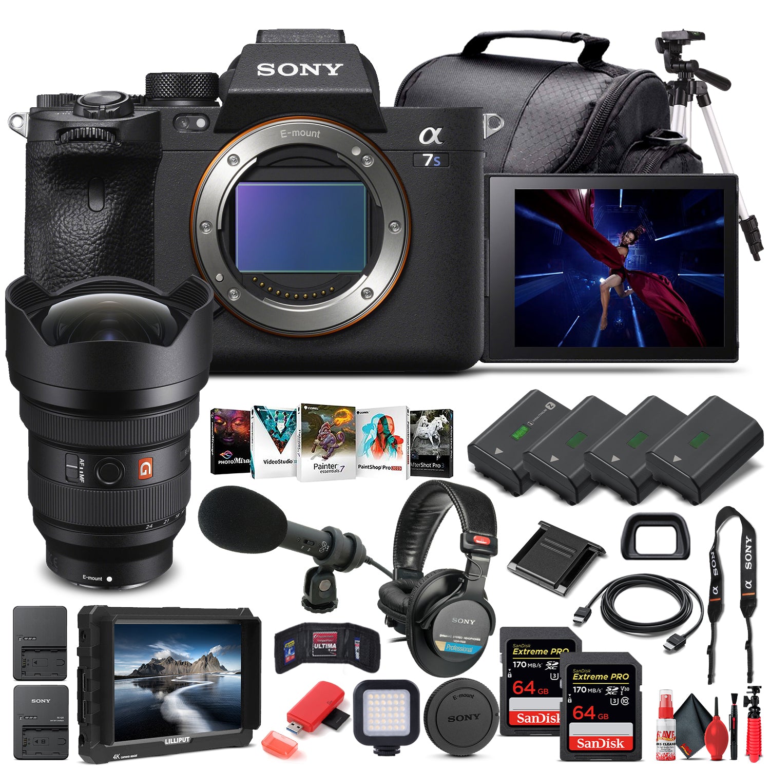 Sony Alpha a7S III Mirrorless Camera W/ Sony FE 12-24mm Lens - Pro Bundle