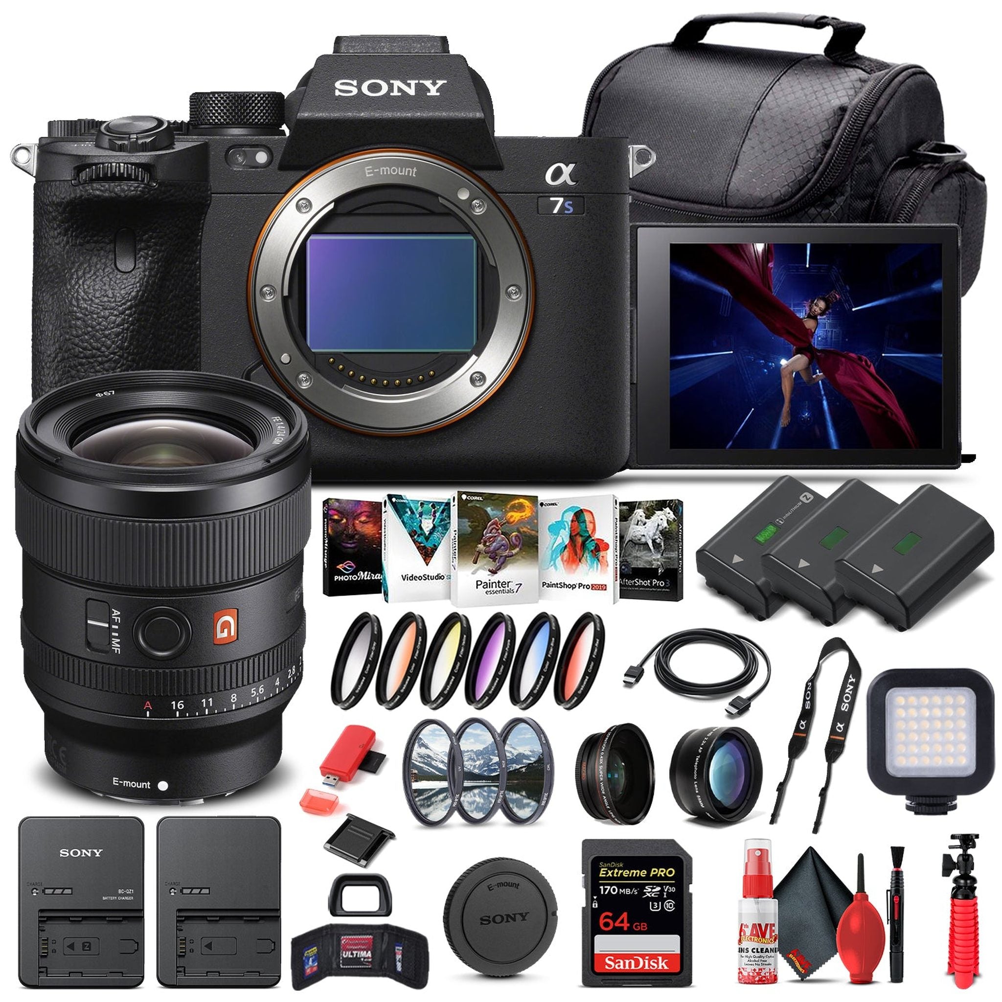 Sony Alpha a7S III Mirrorless Camera W/ Sony FE 24mm Lens - Advanced Bundle - Reconditioned Sony