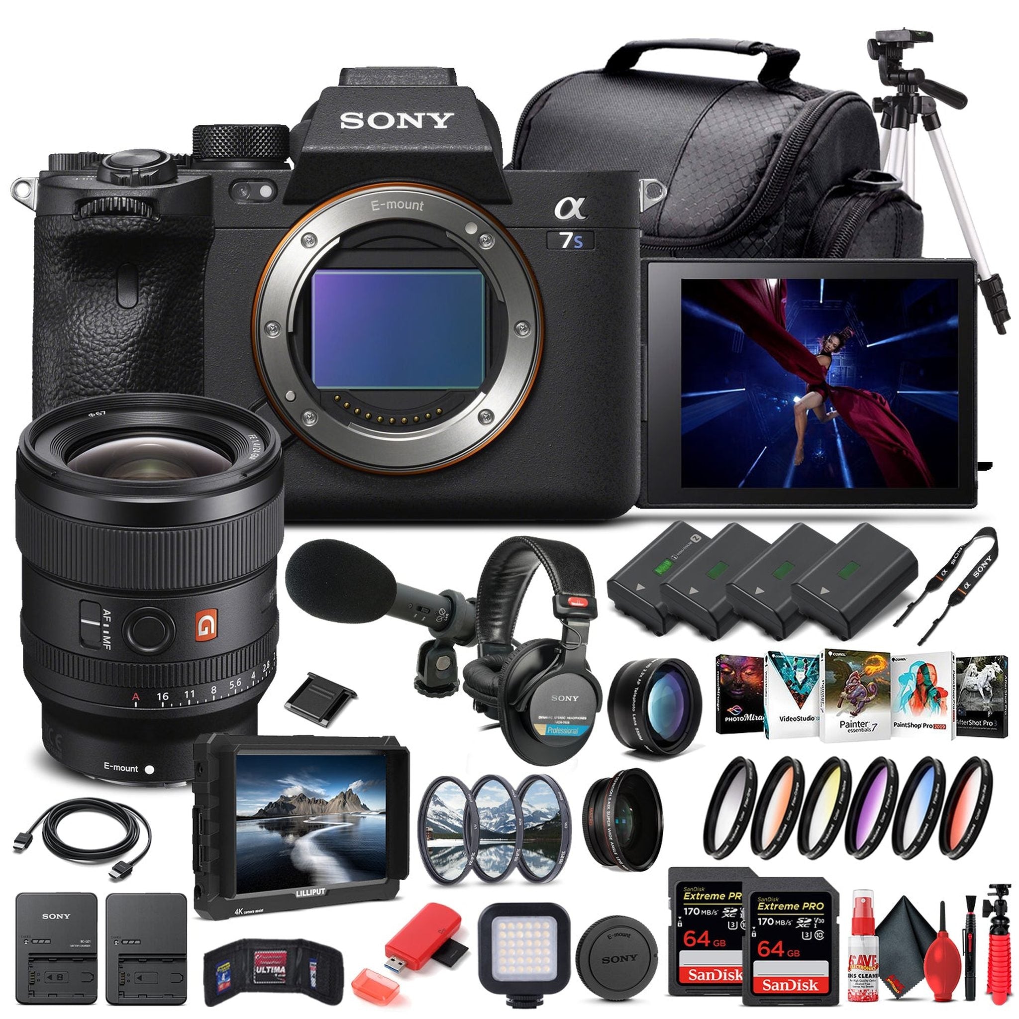 Sony Alpha a7S III Mirrorless Camera W/ Sony FE 24mm Lens - Pro Bundle - Reconditioned Sony