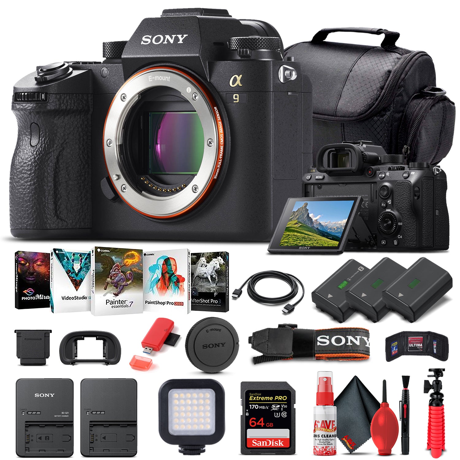Sony Alpha a9 Mirrorless Camera Body Only ILCE9/B - Advanced Bundle