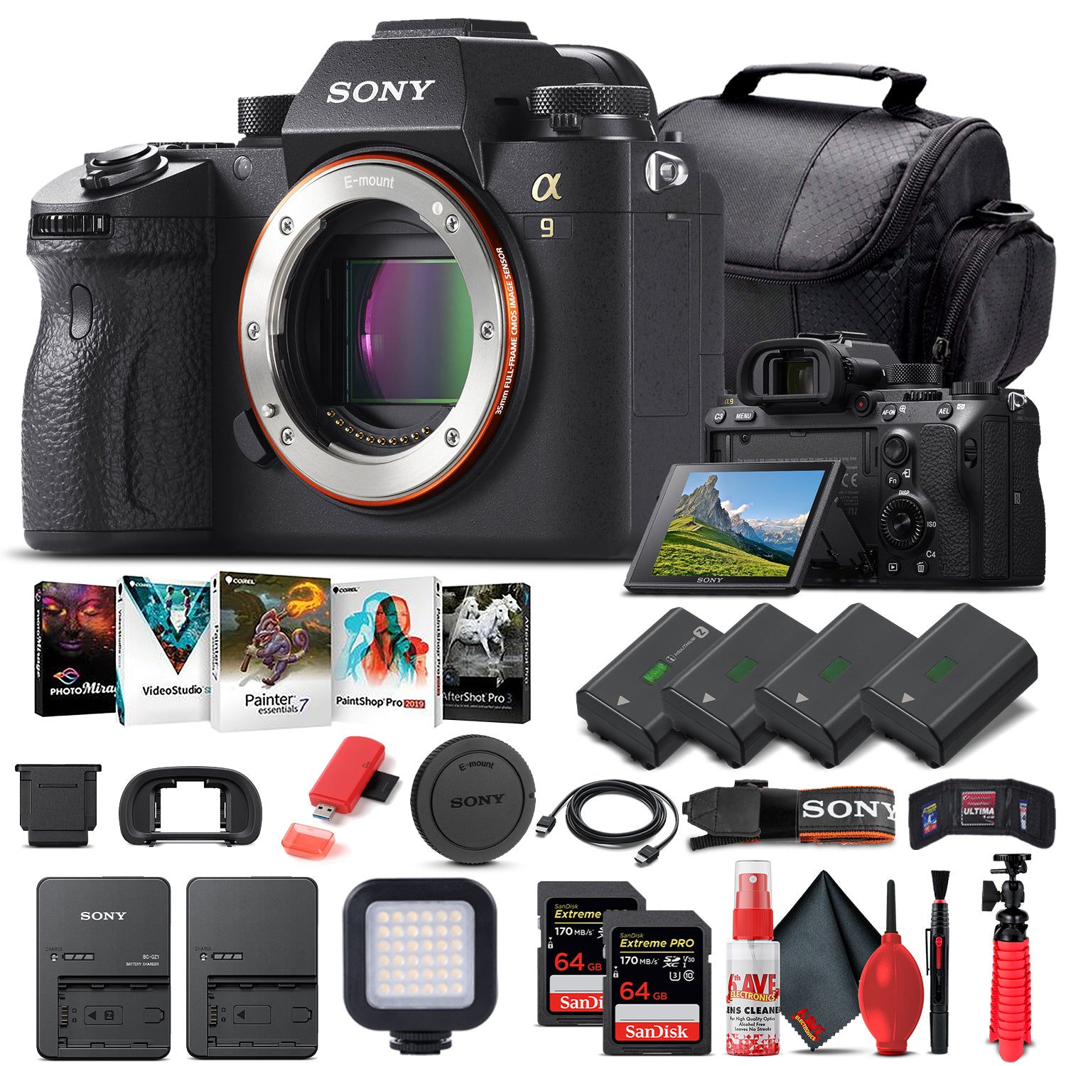 Sony Alpha a9 Mirrorless Camera Body Only ILCE9/B - Pro Bundle