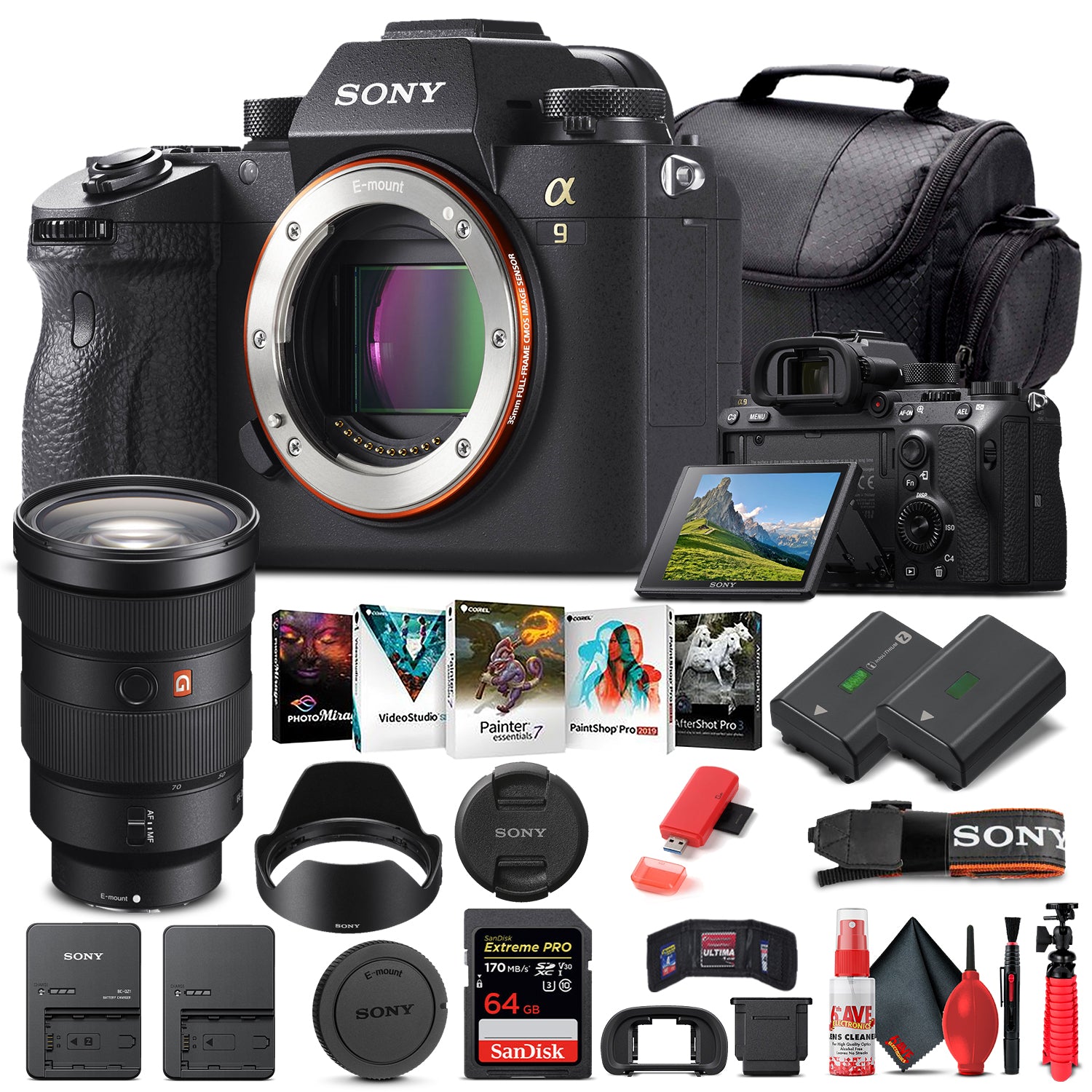 Sony Alpha a9 Mirrorless Camera W/ Sony FE 24-70mm Lens - Basic Bundle
