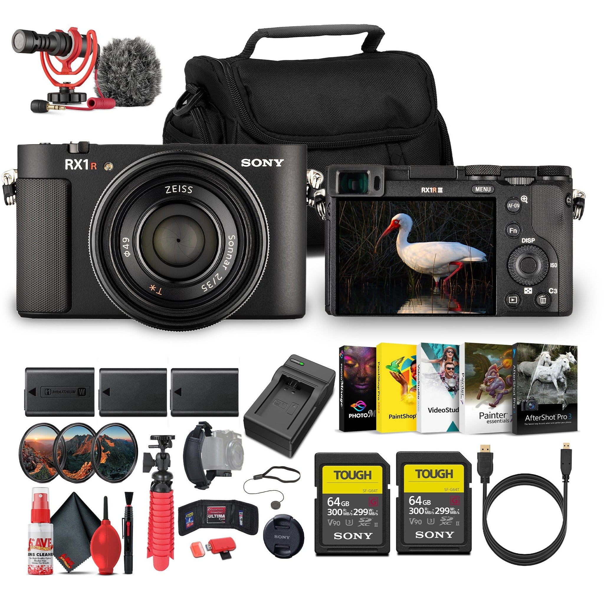 Sony Cyber-shot DSC-RX1R III Digital Camera + 4K Monitor + Rode VideoMic + More