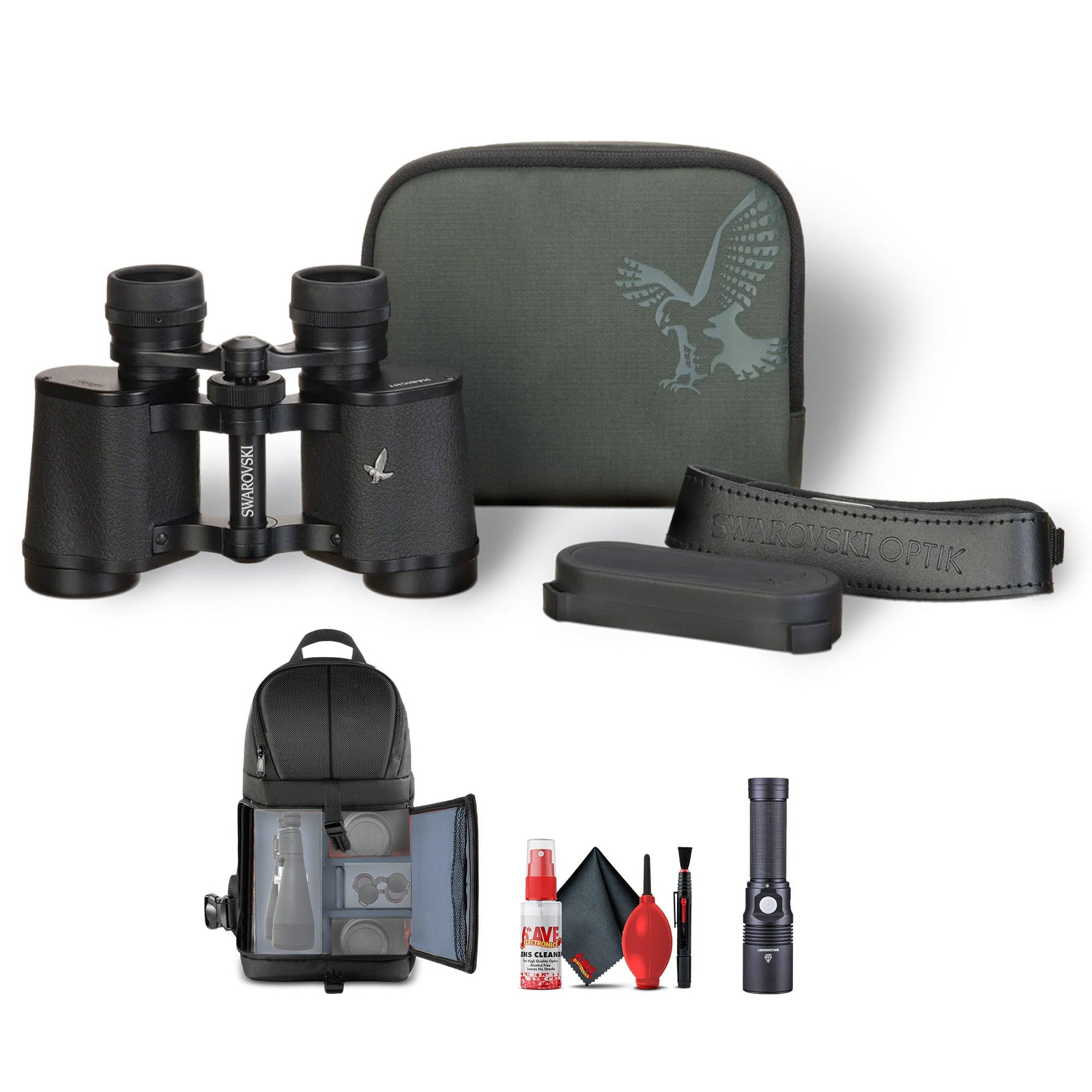 Swarovski Optik 8x30mm Habicht W Waterproof Porro Prism Binocular 54013 Bundle Swarovski