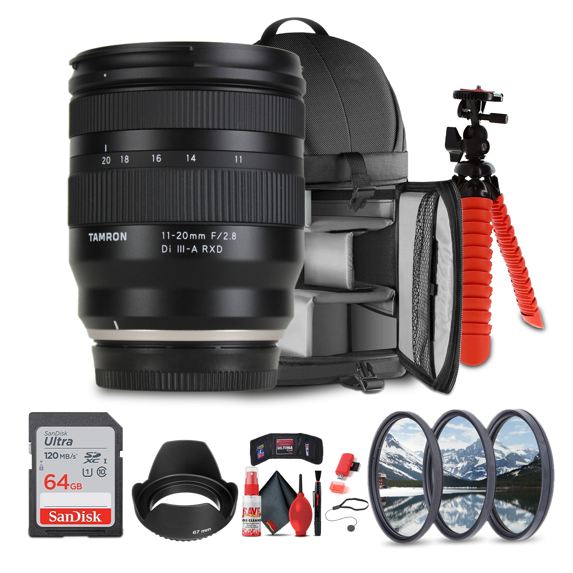 Tamron 11-20mm f/2.8 Di III-A RXD Lens (FUJIFILM X) + Sling Backpack + More