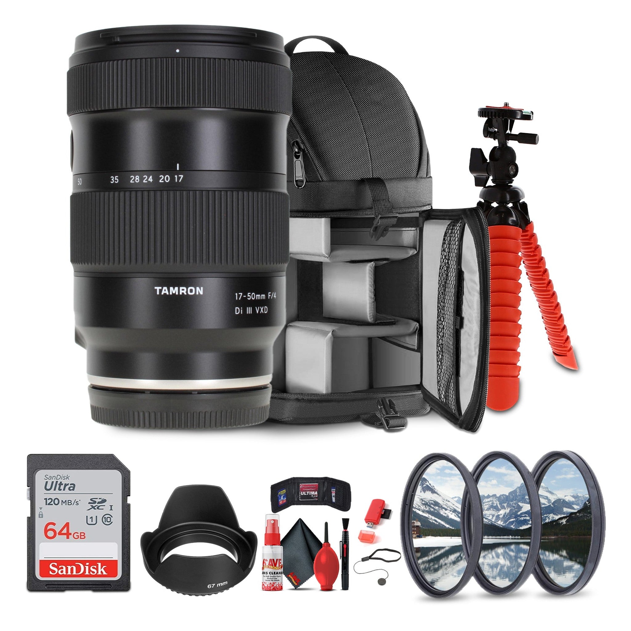 Tamron 17-50mm f/4 Di III VXD Lens Sony E + Sling Backpack + More Tamron