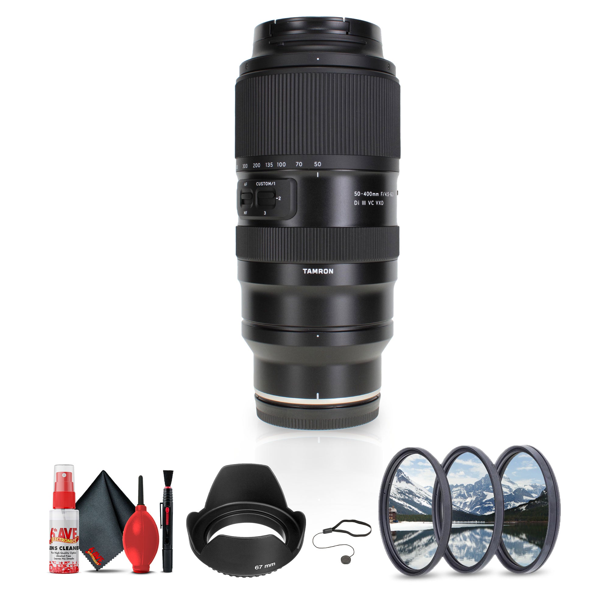 Tamron 50-400mm f/4.5-6.3 Di III VC VXD Lens (Nikon Z) + Lens Filter Kit + More