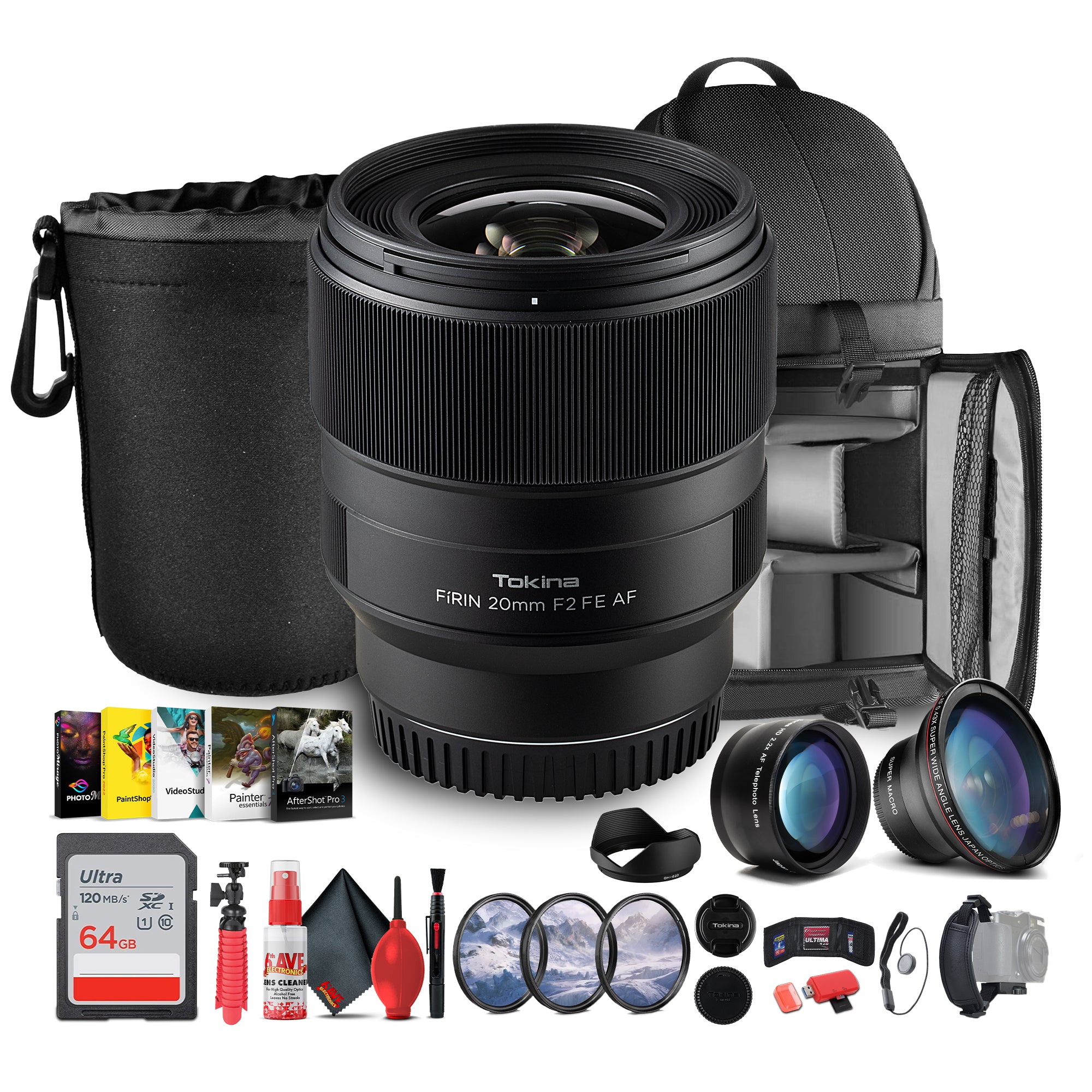 Tokina FiRIN 20mm f/2 FE AF Lens | Sony E-Mount, Wide-Angle, Metal Build - Bundle
