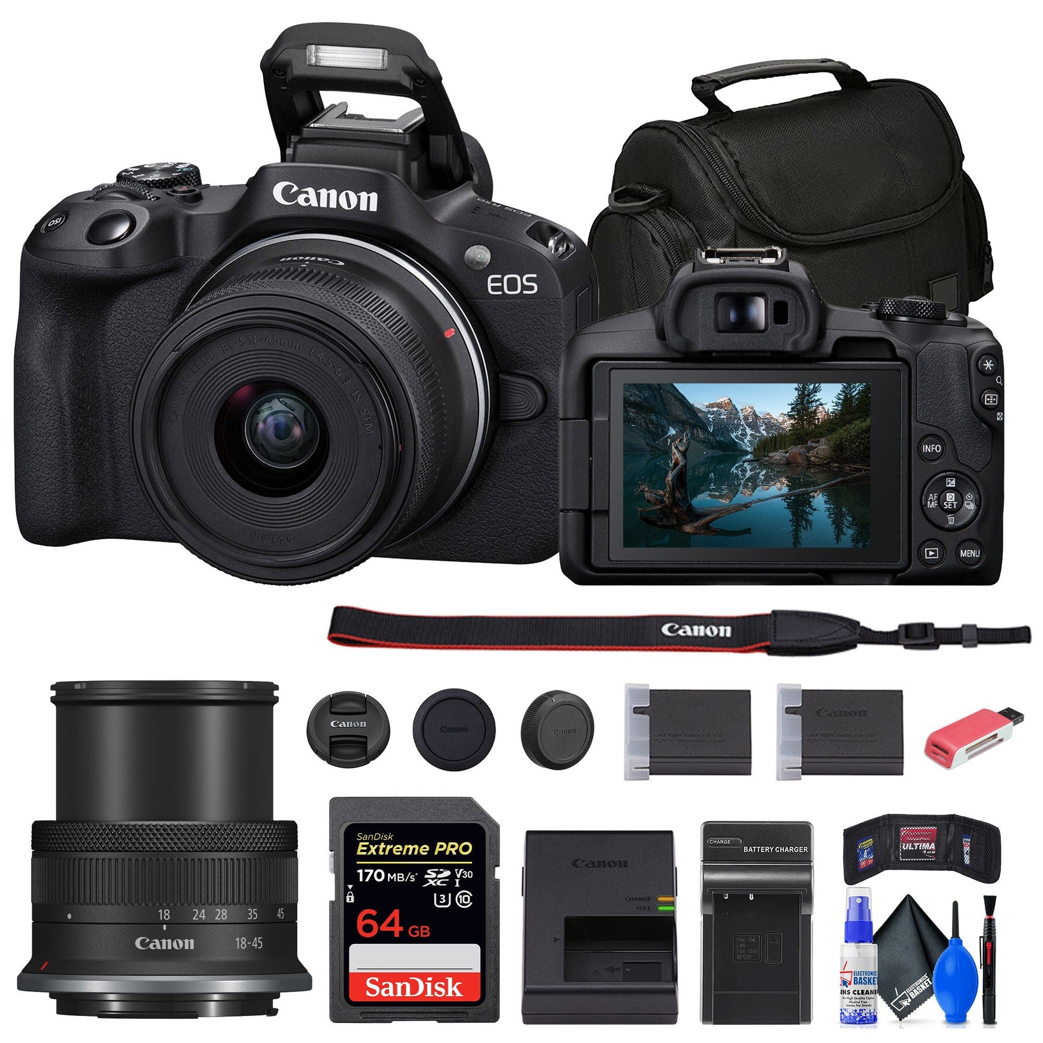 Canon EOS R50 Mirrorless Camera with 18-45mm Lens Starter Kit