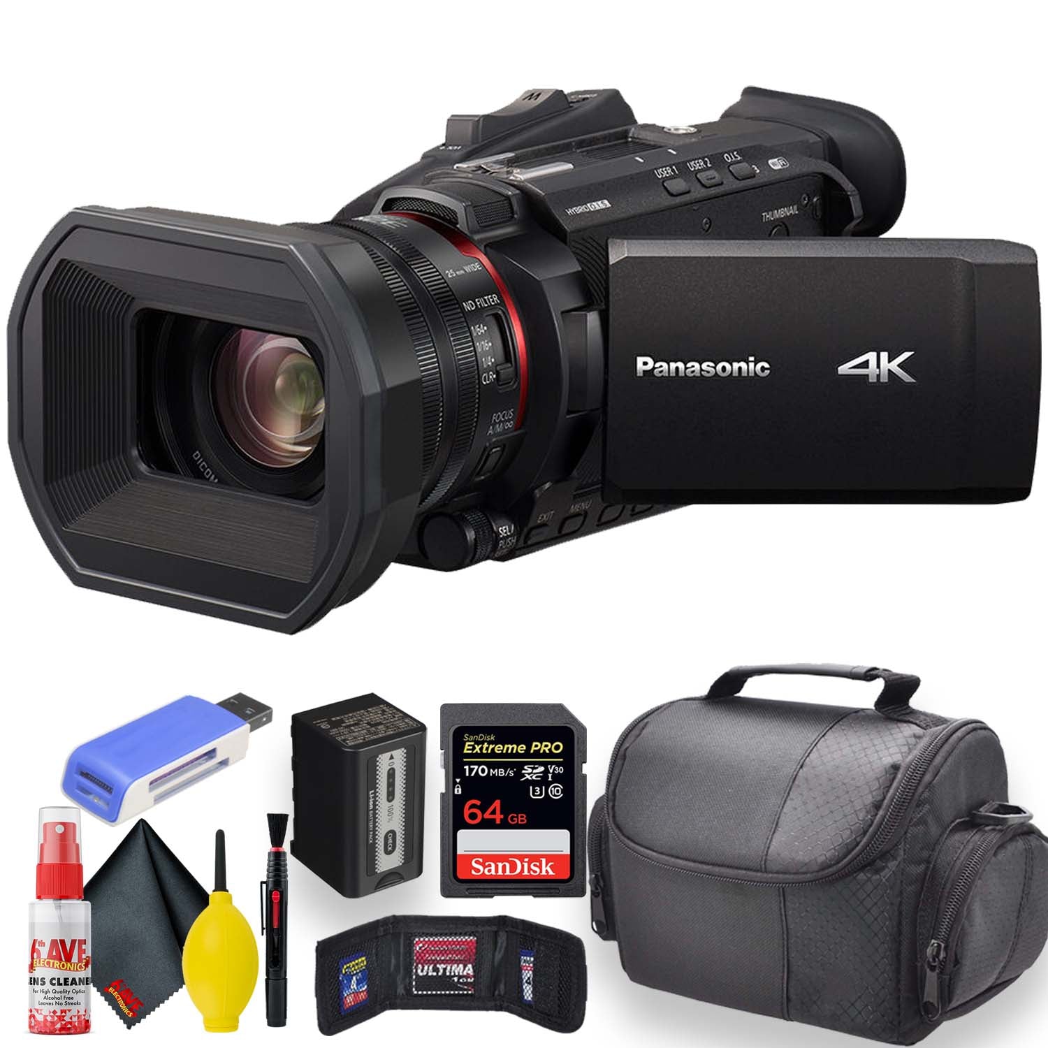 Panasonic HC-X1500 4K Professional Camcorder W/ 24x Optical Zoom -Starter Bundle