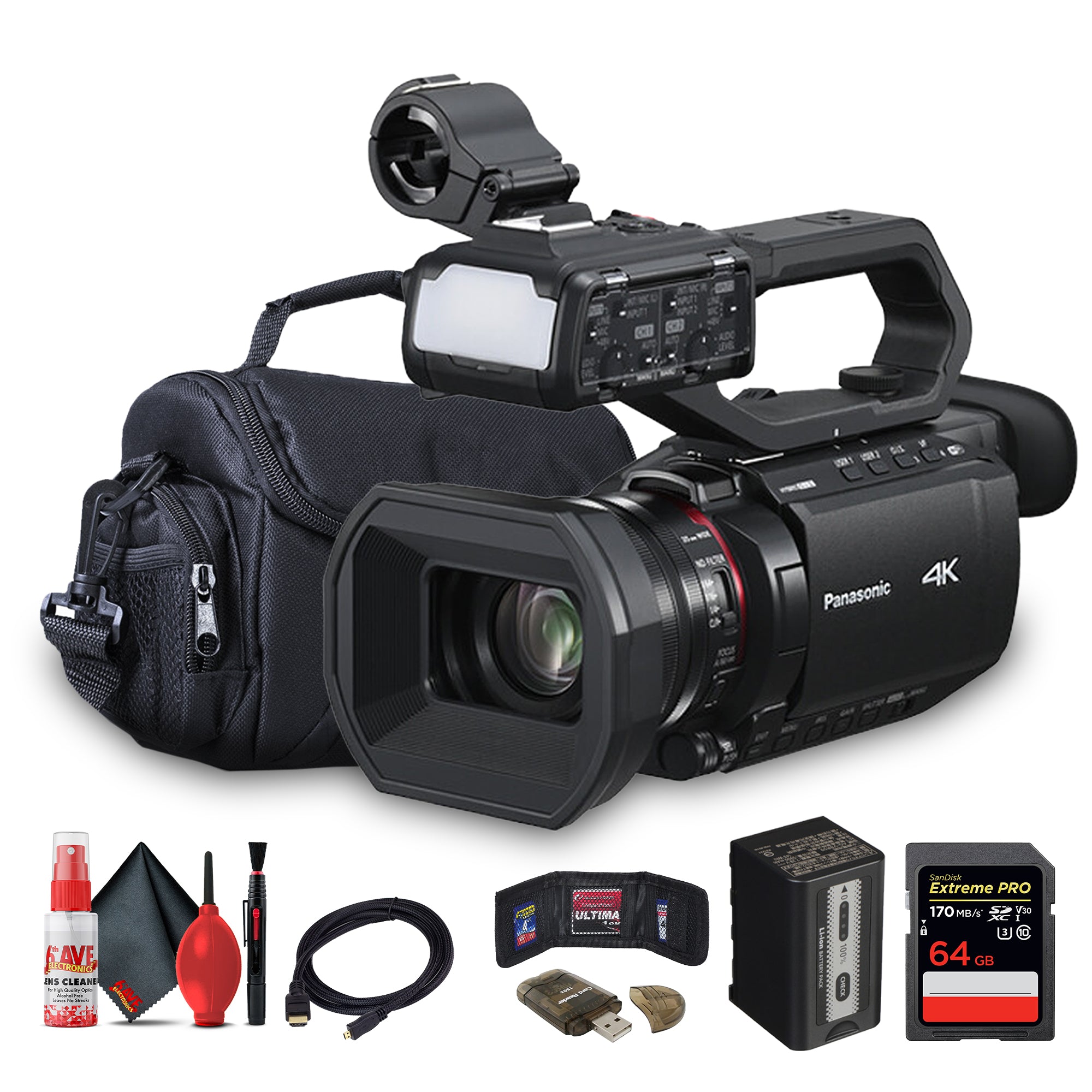 Panasonic AG-CX20 4K Professional Compact Camcorder with Rich Connectivity + 64GB Card + More
