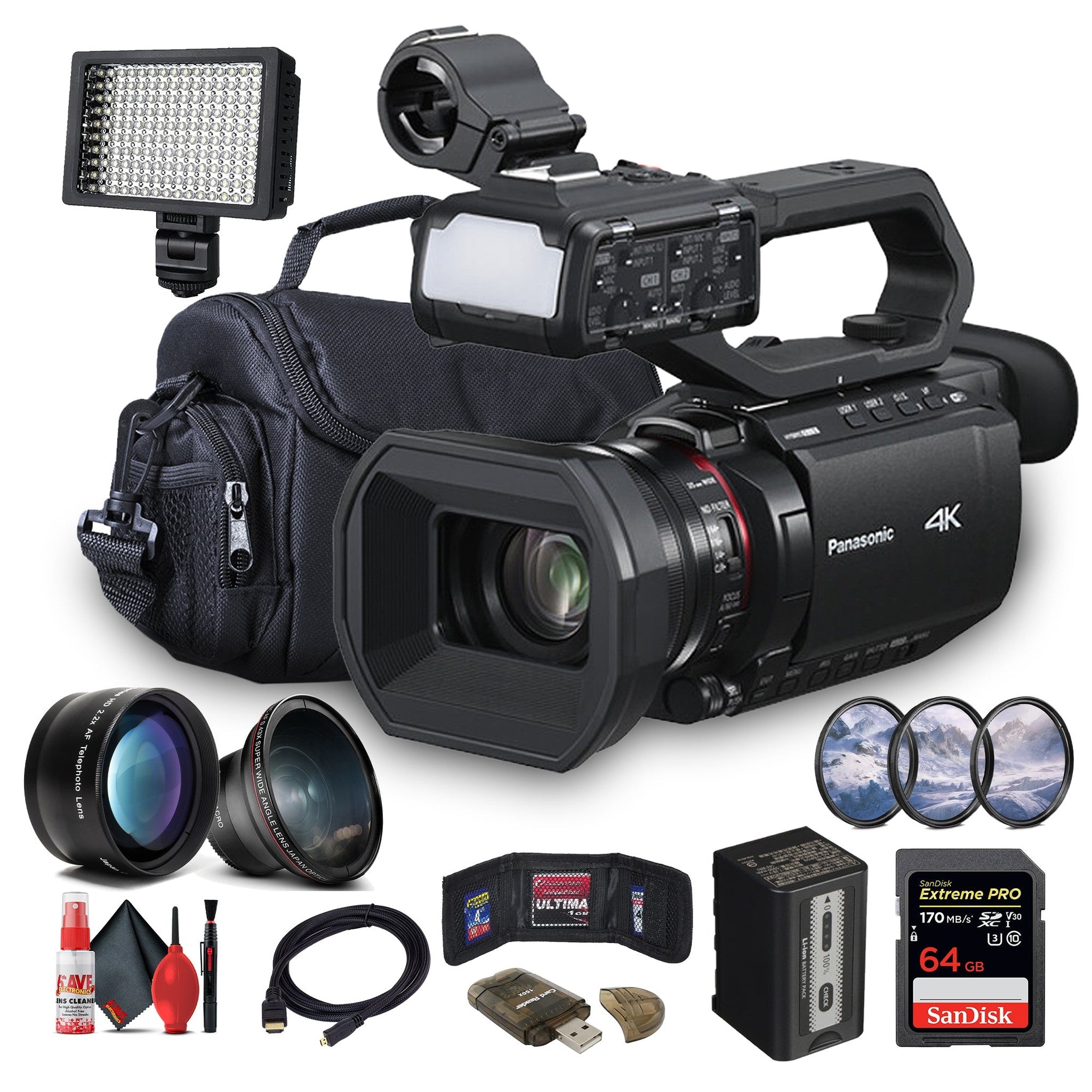 Panasonic AG-CX20 4K Professional Compact Camcorder with Rich Connectivity + 64GB Card + More Panasonic