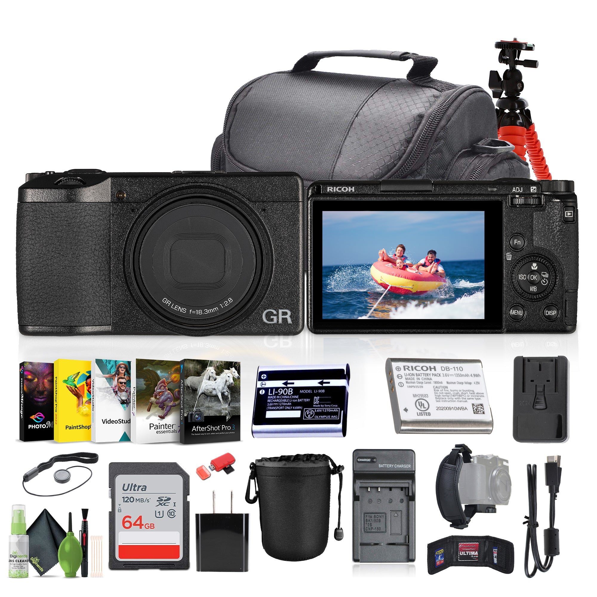 Ricoh GR III Compact Portable Digital Camera + 64GB Memory Card + More