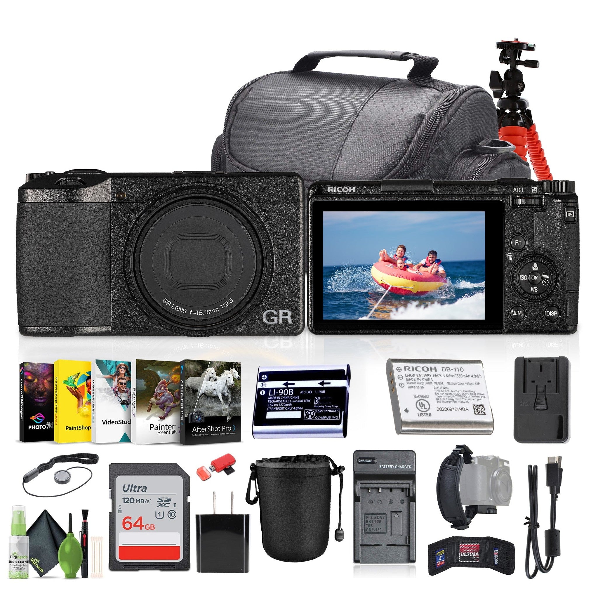 Ricoh GR III Compact Portable Digital Camera + 64GB Memory Card + More