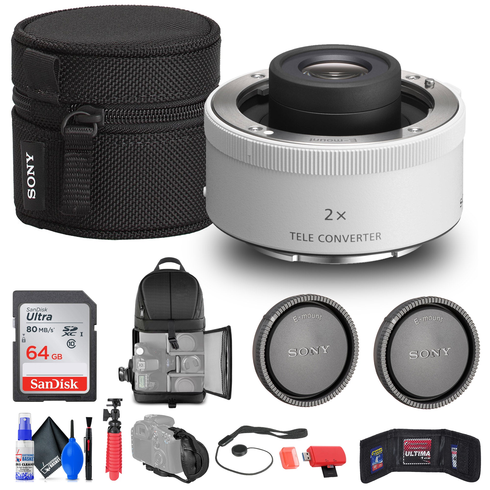 Sony FE 2.0x Teleconverter SEL20TC + 64GB Memory Card + More Bundle