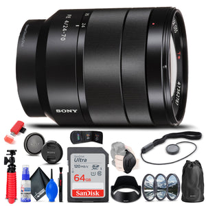 Sony Vario-Tessar T* FE 24-70mm f/4 OSS Lens + Filters + Bag + 64GB Card + More
