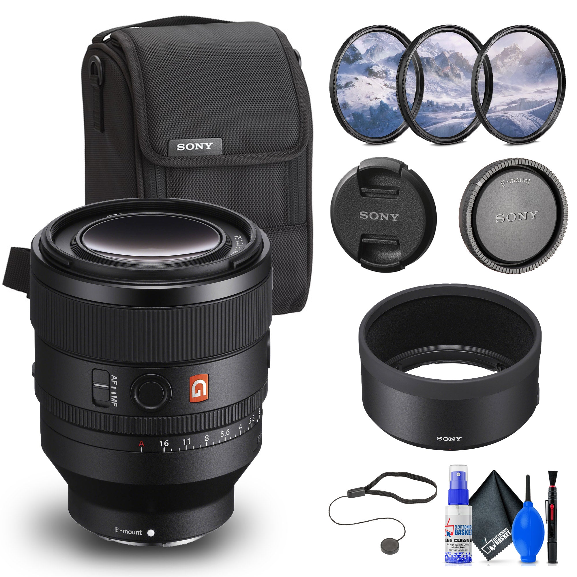 Sony FE 50mm f/1.2 GM Lens (Sony E) (SEL50F12GM) + Filter Kit + Cap Keeper - Bundle