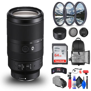 Sony E 70-350mm f/4.5-6.3 G OSS Lens SEL70350G + 64GB Memory Card + More Bundle