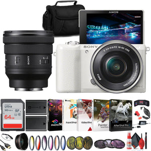 Sony Alpha a5100 Mirrorless Digital Camera White with 16-50mm Lens + 64GB Card + More
