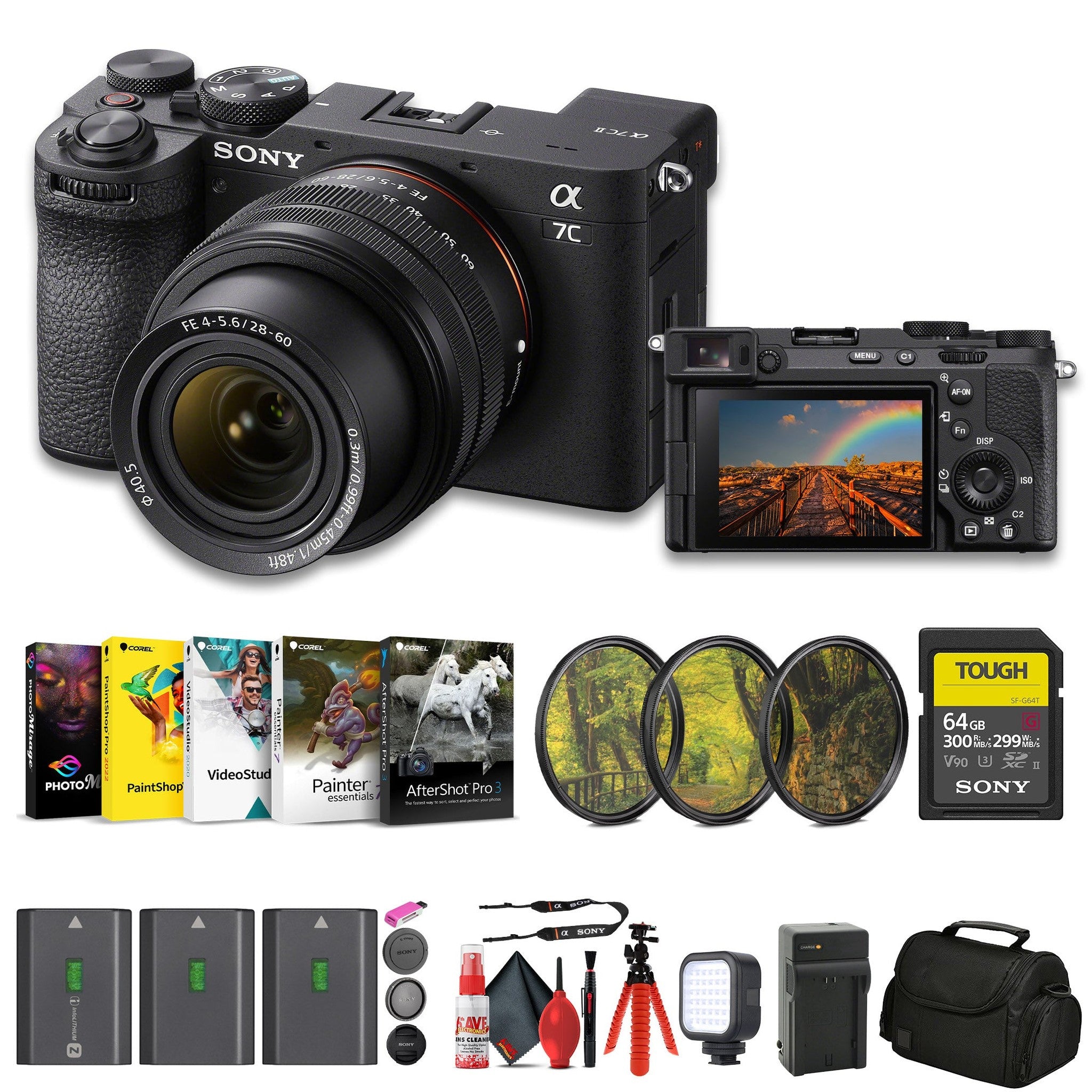 Sony a7C II Mirrorless Camera with 28-60mm Lens ILCE-7CM2L/B + 64GB SF-G Tough Card Sony