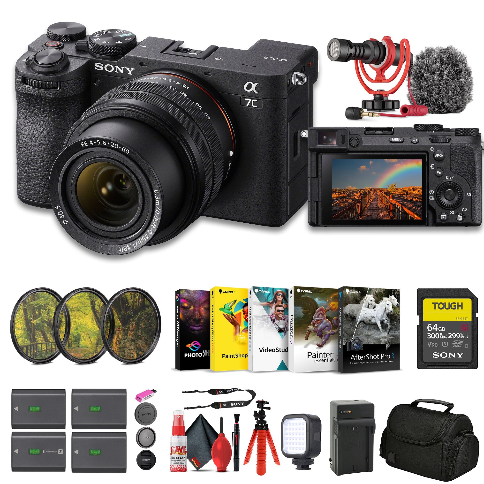 Sony a7C II Mirrorless Camera with 28-60mm Lens ILCE-7CM2L/B + 64GB SF-G Tough Card