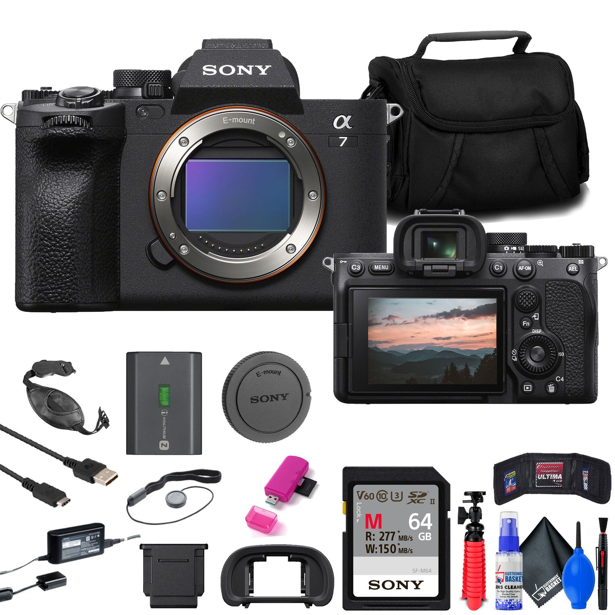 Sony a7 IV Mirrorless Camera + 64GB Card + Bag + Card Reader + Tripod + More Sony