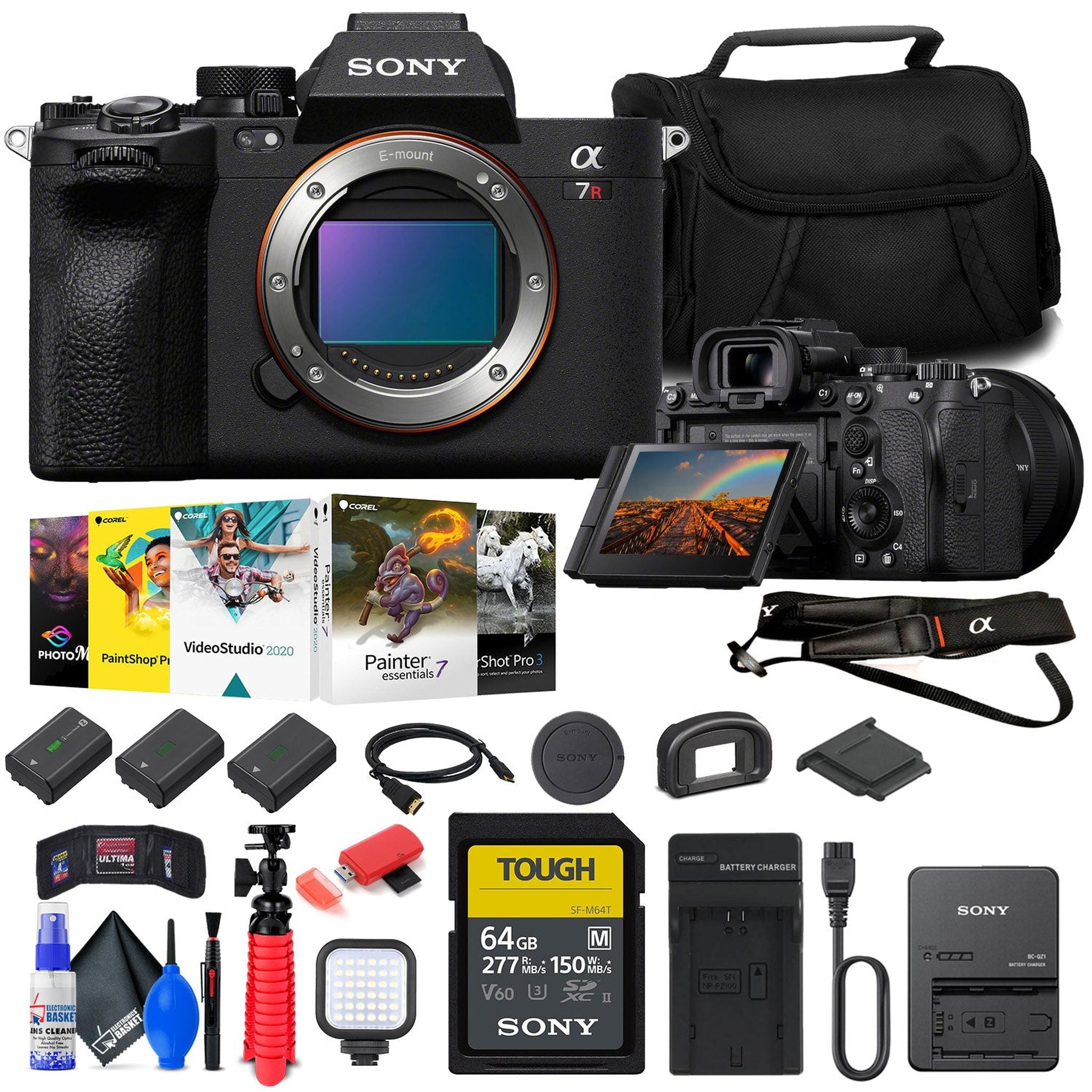 Sony a7R V Mirrorless Camera + 64GB Card + Corel Photo Software + Bag + 2 x NP-FZ100 + More Sony