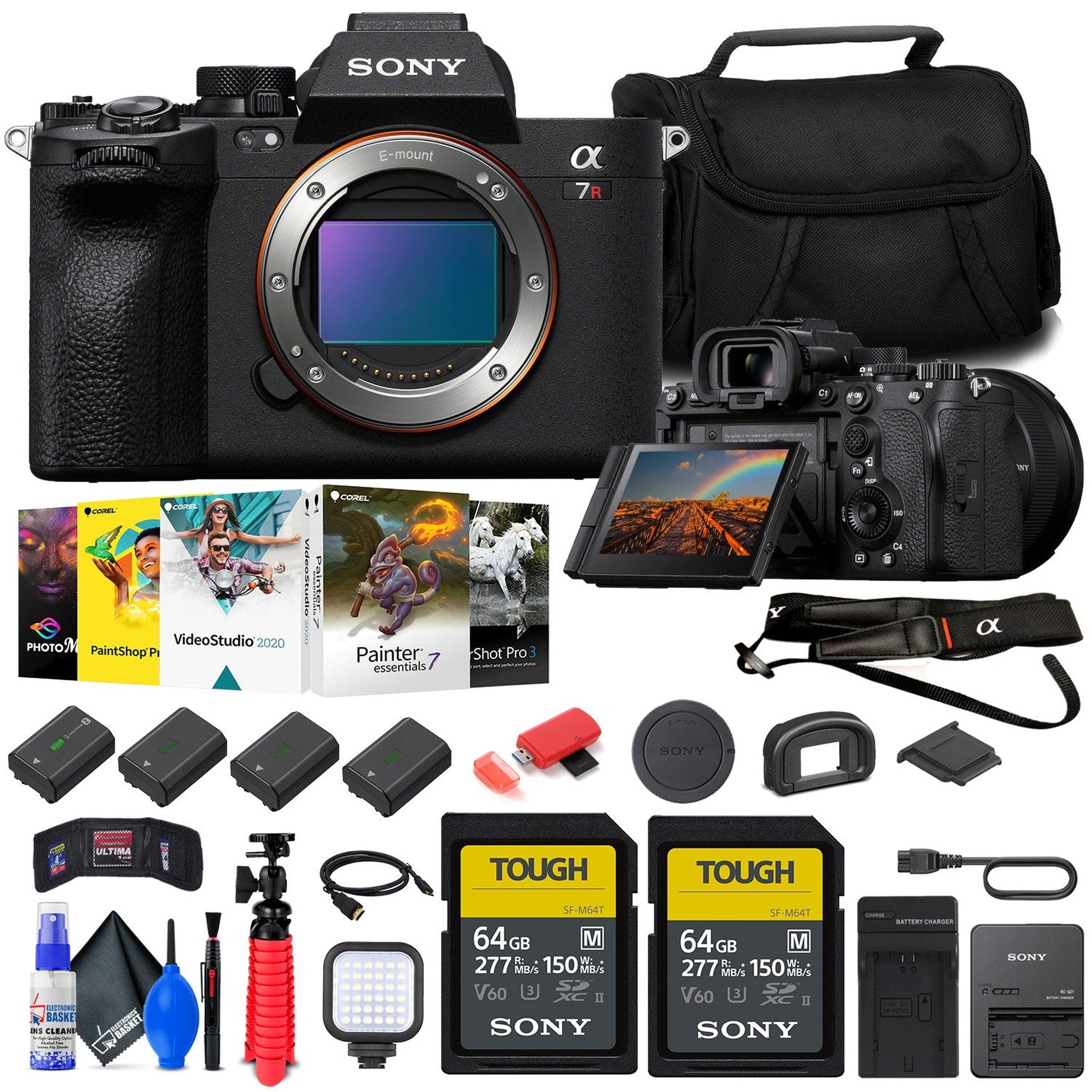 Sony a7R V Mirrorless Camera + 2 x 64GB Card + Corel Photo Software + Bag + 3 x NP-FZ100 + More Sony