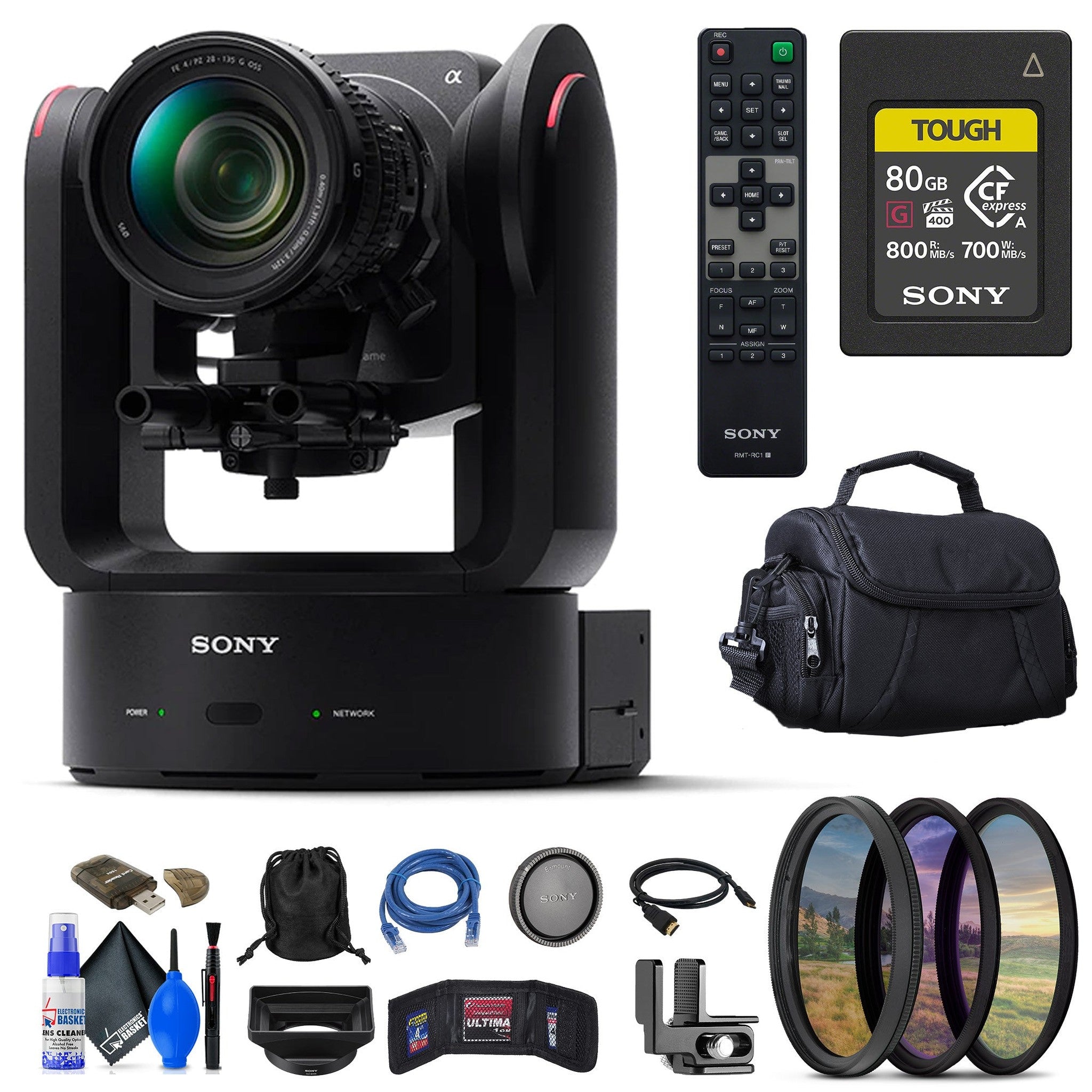 Sony FR7 Cinema Line PTZ Camera Kit with 28-135mm Zoom Lens + Sony 80GB Card + More Sony