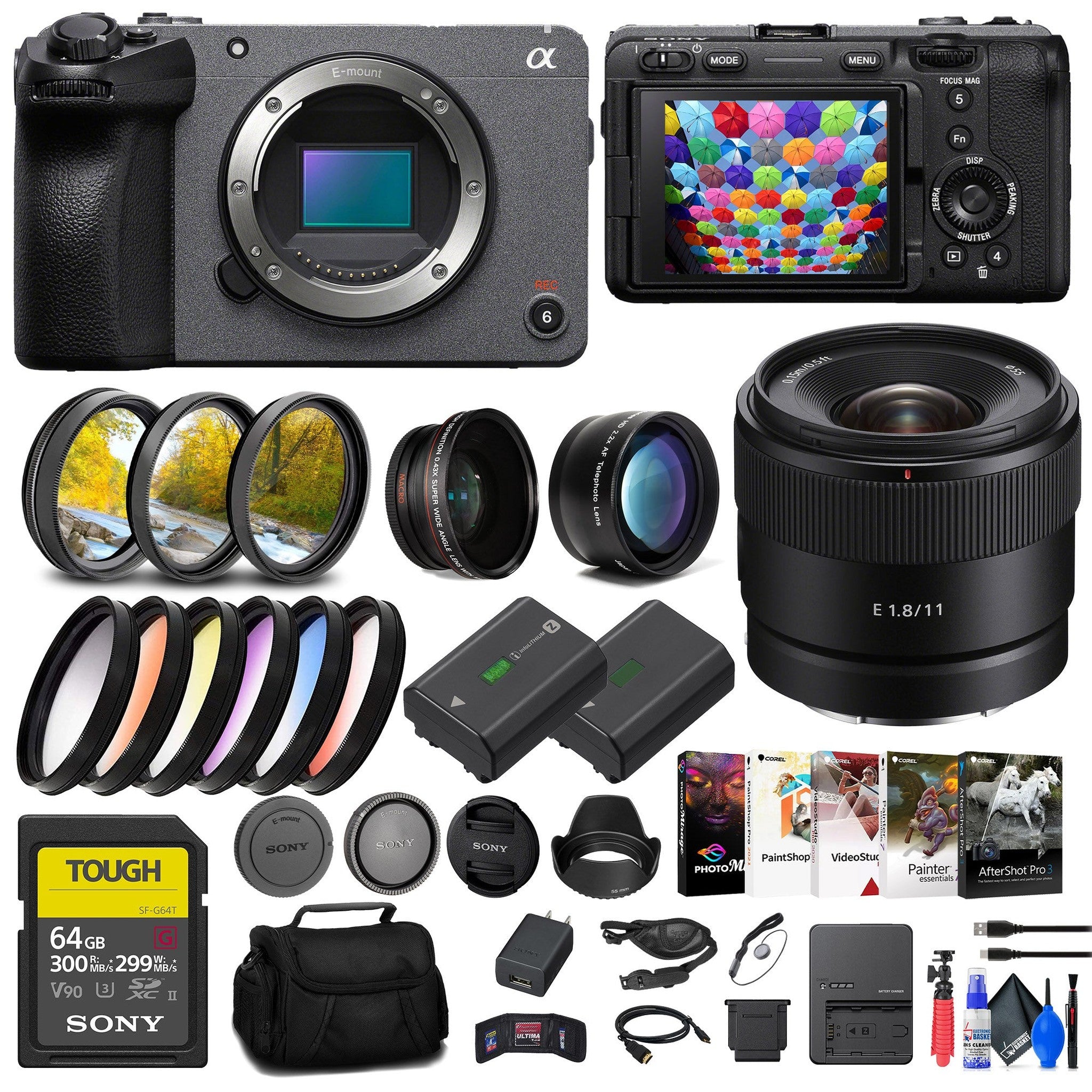 Sony FX30 Digital Cinema Camera + Sony E 11mm Lens + 64GB SF-G Tough Card + More Sony