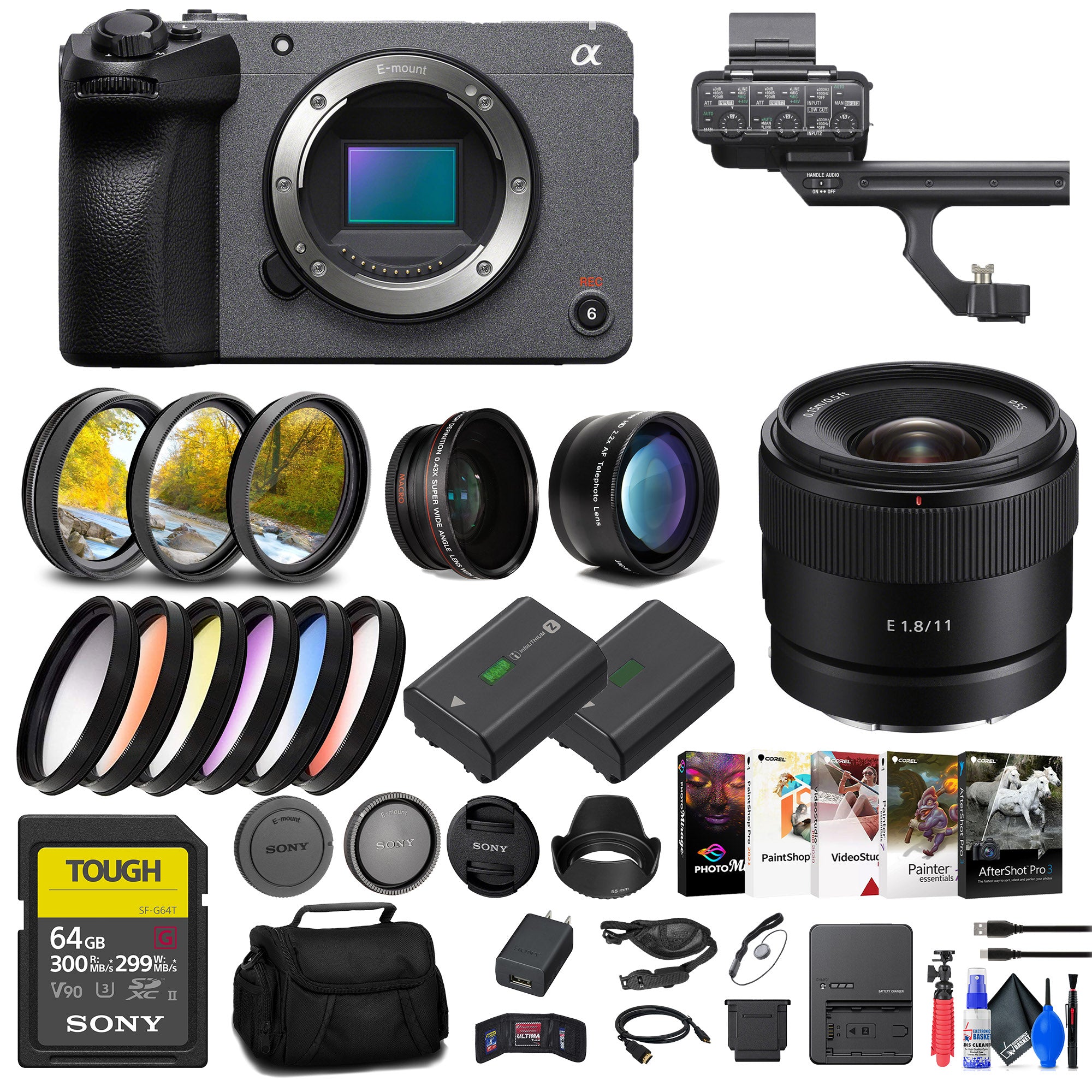 Sony FX30 Digital Cinema Camera with XLR Handle Unit + Sony E 11mm Lens + More