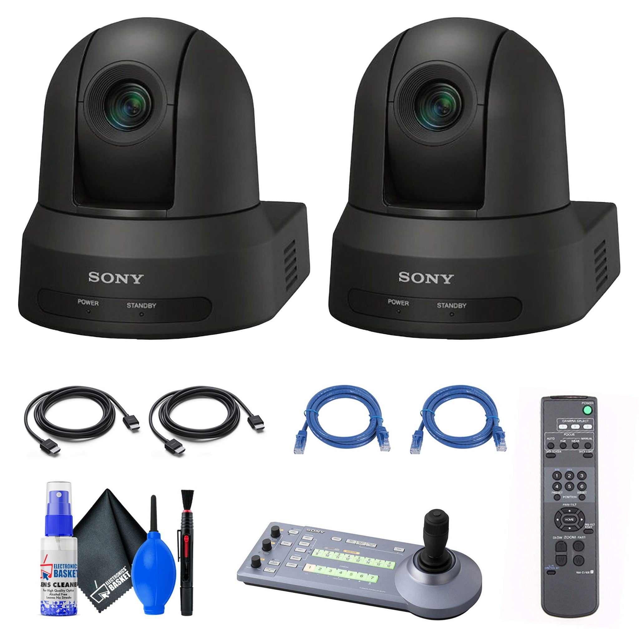 2x Sony SRG-X40UH PTZ Camera Black + RM-IP10 IP Remote Controller + Cables Sony