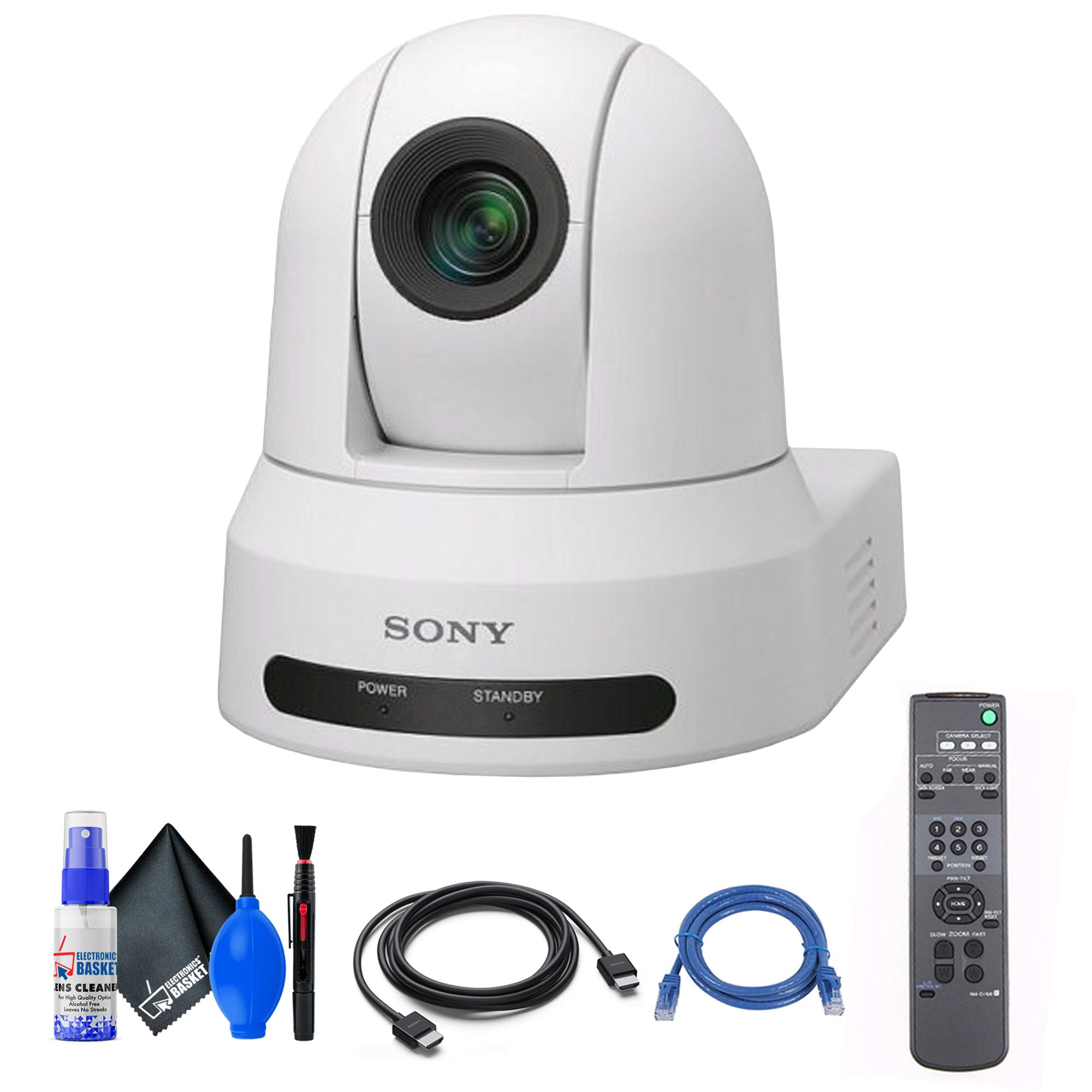 Sony SRG-X40UH PTZ Camera (White) + Ethernet & HDMI Cables + Cleaning Set