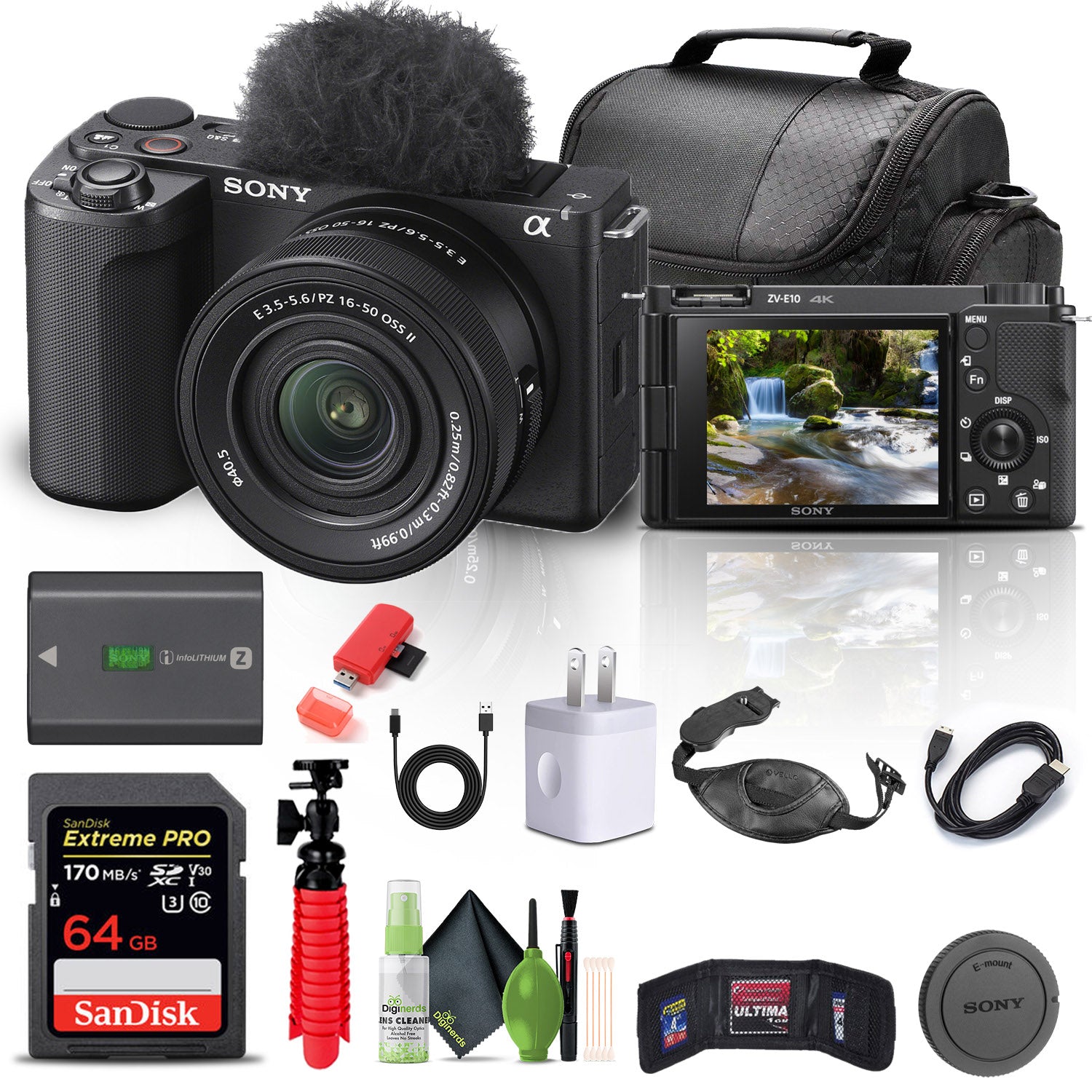 Sony Alpha ZV-E10 II Mirrorless Camera with 16-50mm Lens + 64GB Memory Card + Bag + More