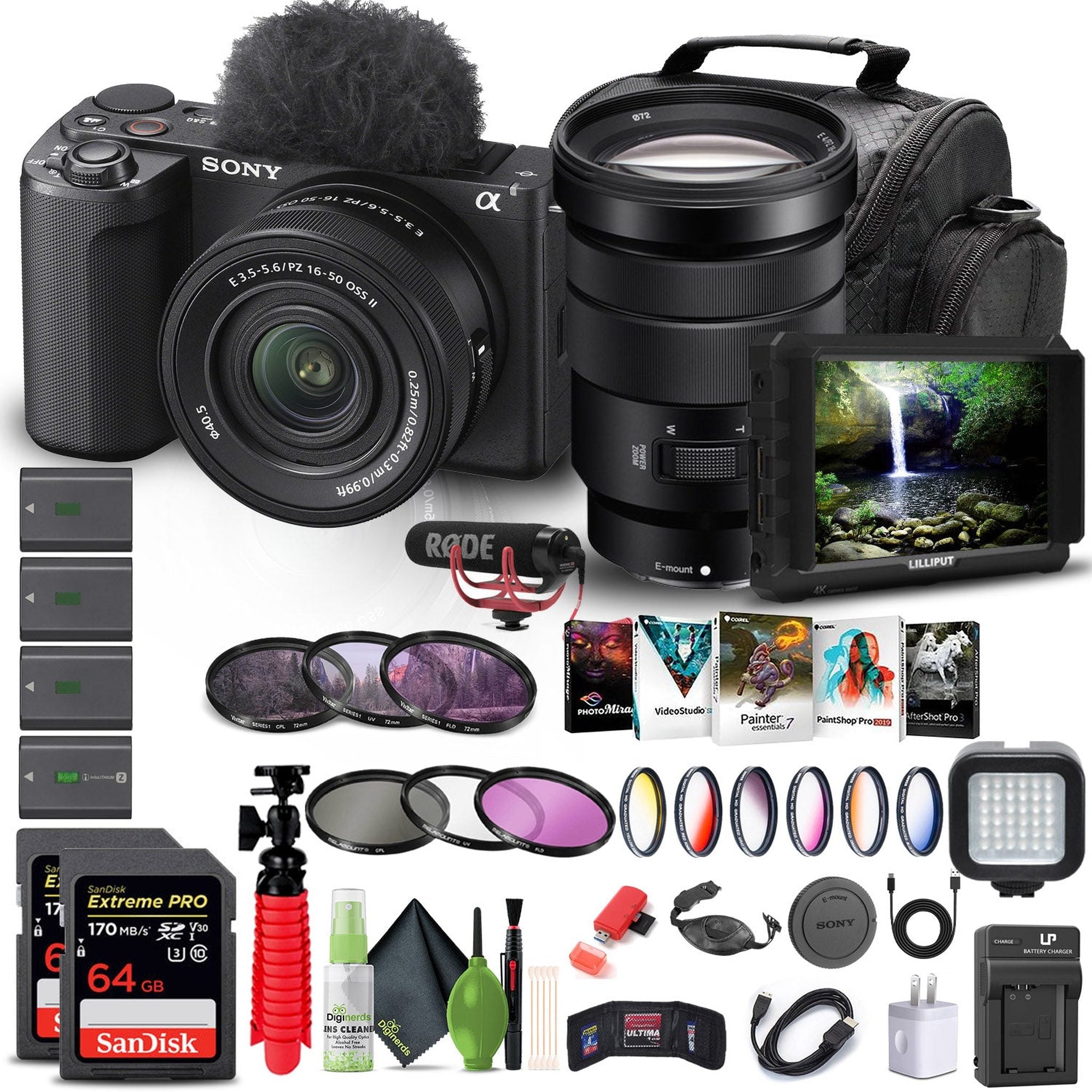 Sony Alpha ZV-E10 II Mirrorless Camera with 16-50mm Lens + Sony 18-105mm Lens + More Sony