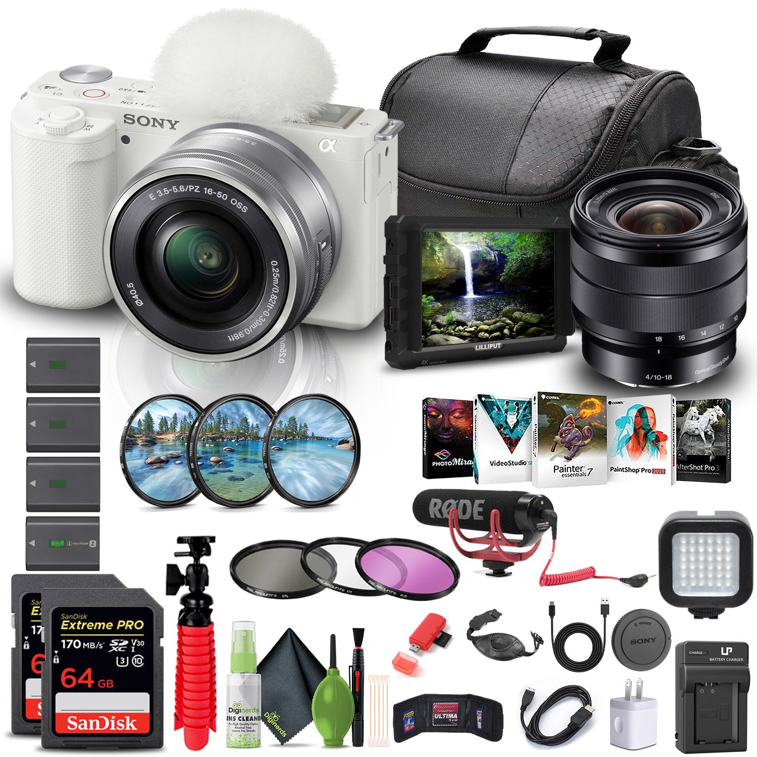 Sony Alpha ZV-E10 II Mirrorless Camera with 16-50mm Lens + Sony E 10-18mm Lens + More