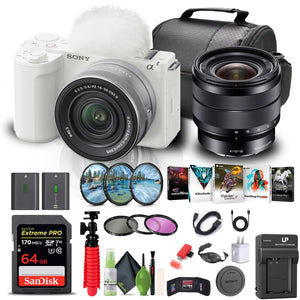 Sony Alpha ZV-E10 II Camera W/ 16-50mm Lens + Sony E 10-18mm Lens + 64GB + More