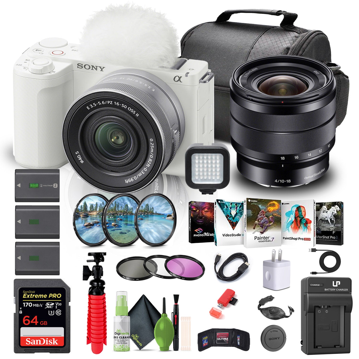 Sony Alpha ZV-E10 II Camera W/ 16-50mm Lens + Sony E 10-18mm Lens + 64GB + More