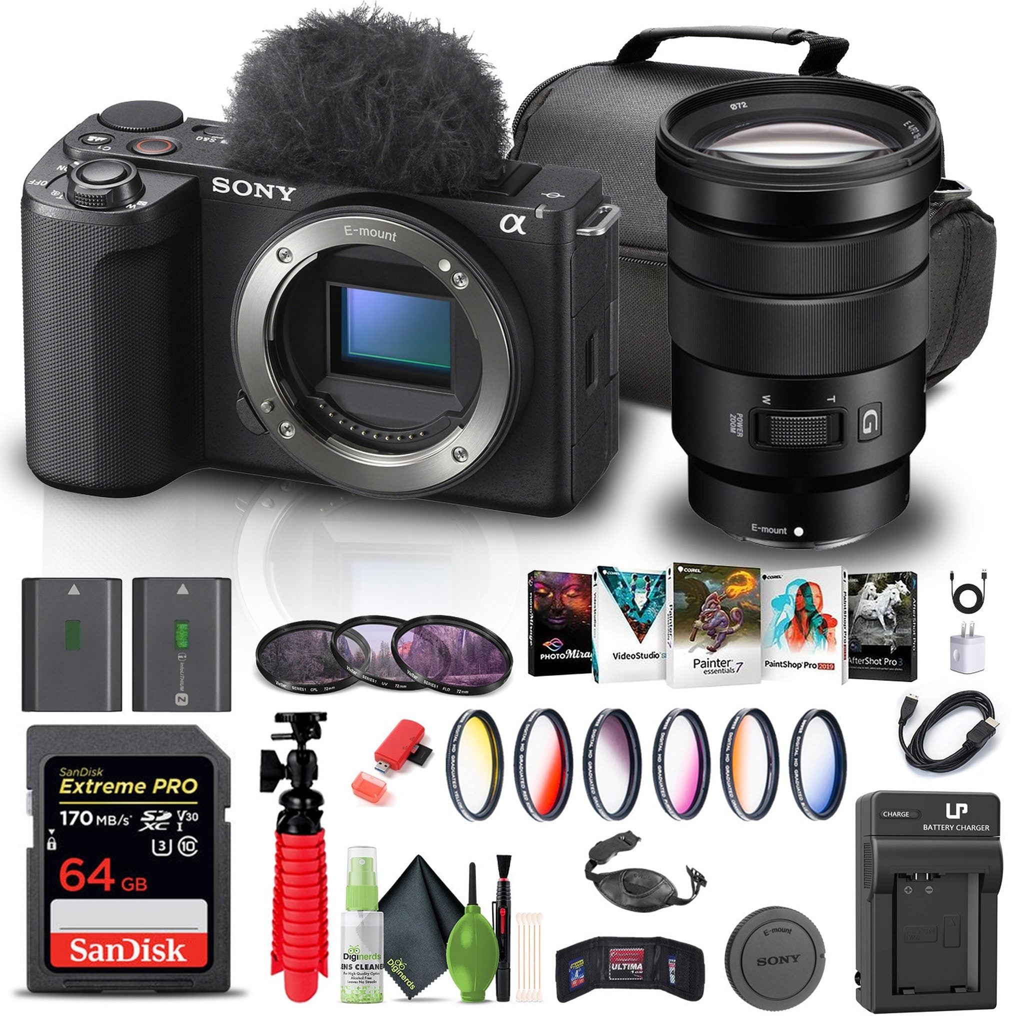 Sony Alpha ZV-E10 II Mirrorless Camera + Sony 18-105mm Lens + 64GB Memory Card + More Sony