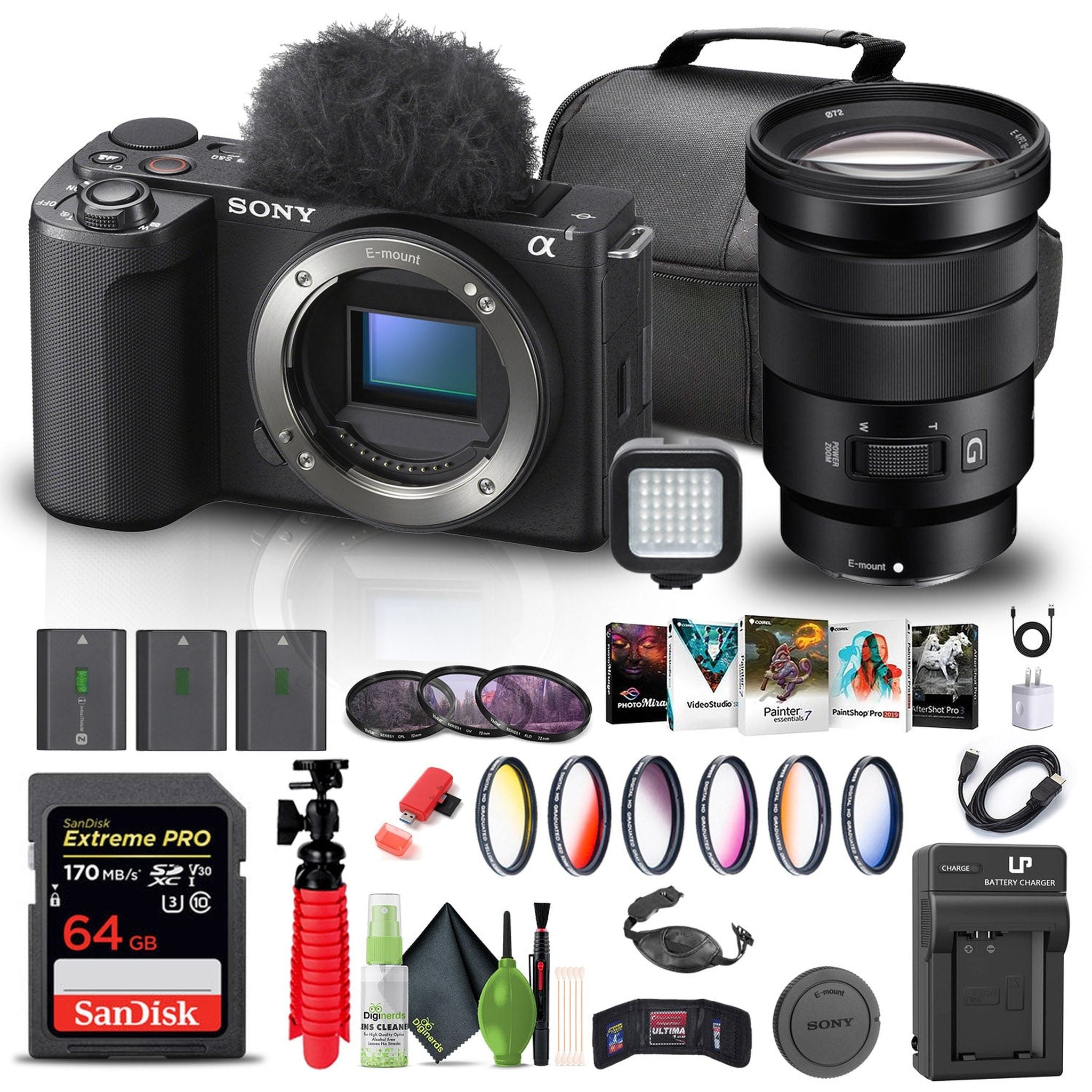 Sony Alpha ZV-E10 II Mirrorless Camera + Sony 18-105mm Lens + 64GB Memory Card + More Sony