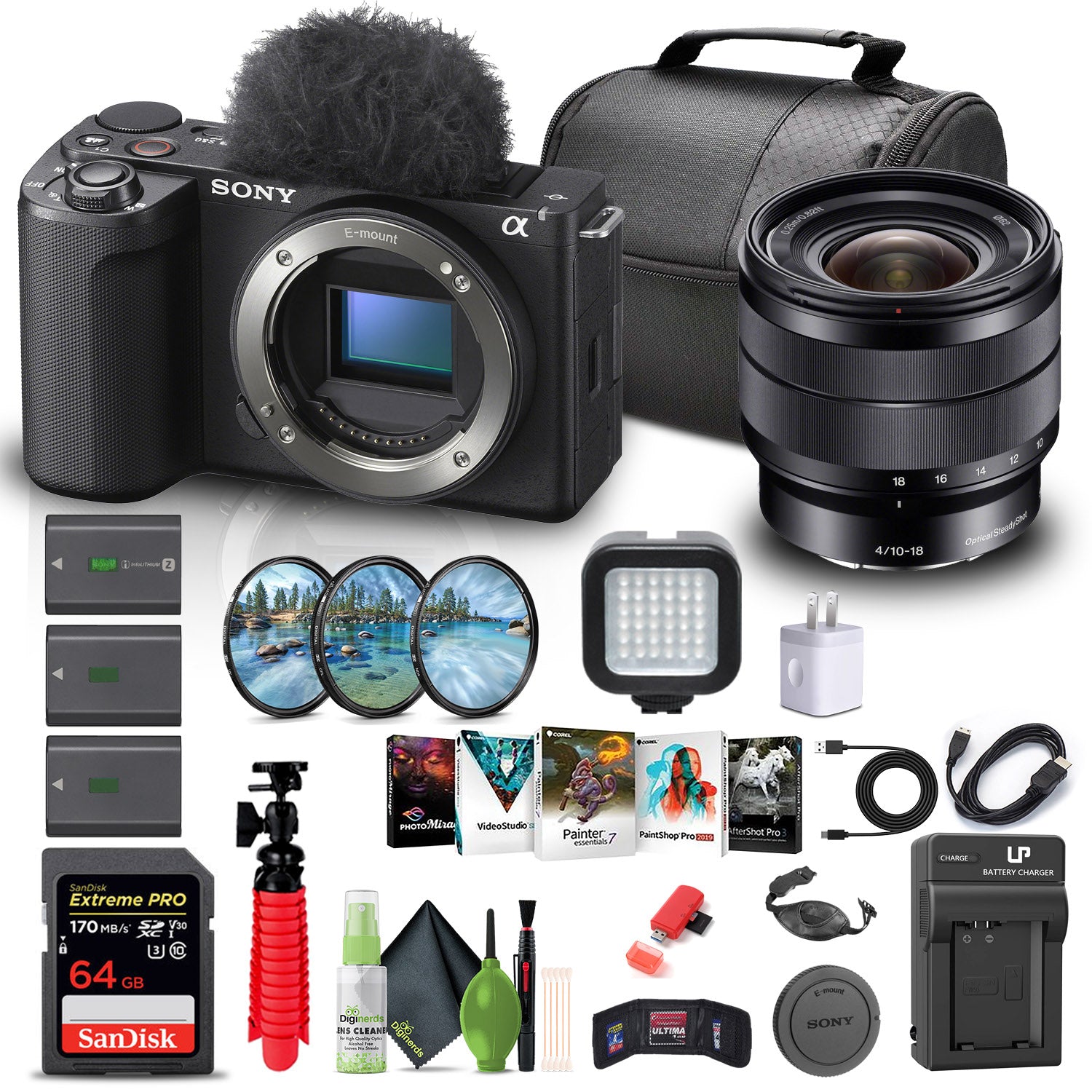 Sony Alpha ZV-E10 II Mirrorless Camera + Sony E 10-18mm Lens + 64GB Memory Card + More